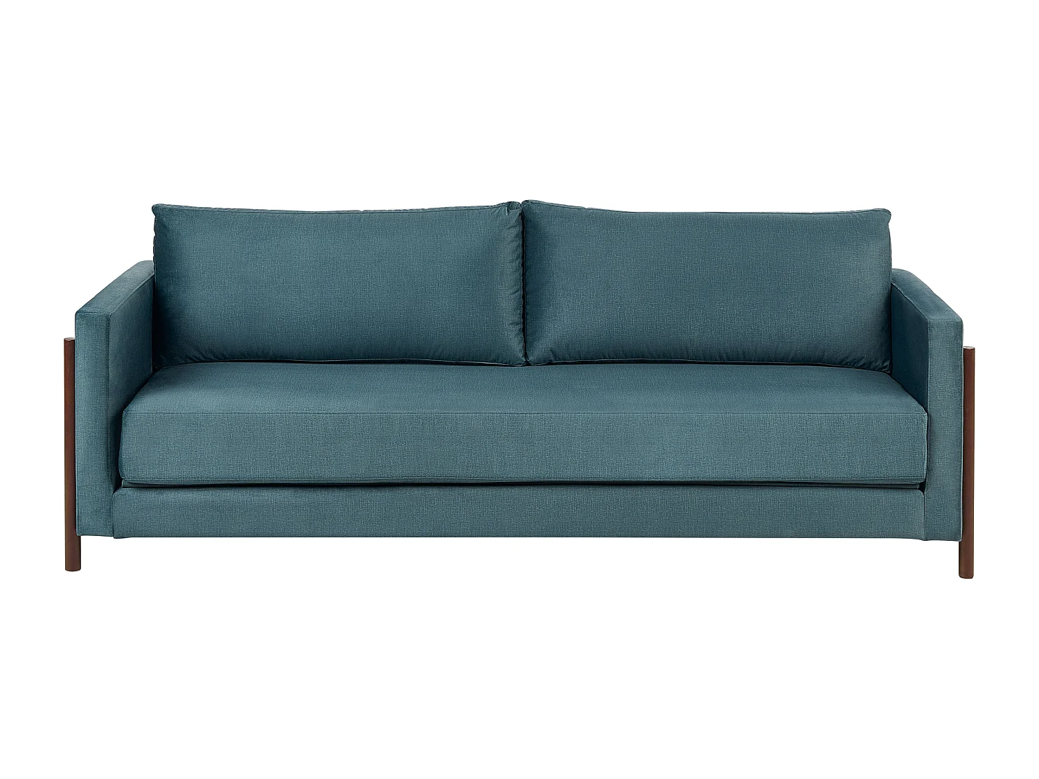 Stoffsofa mit Schlaffunktion Polyesterpolsterung Birkenholz dunkelbraune Beine Wohnzimmer Schlafzimmer Grün Orsa