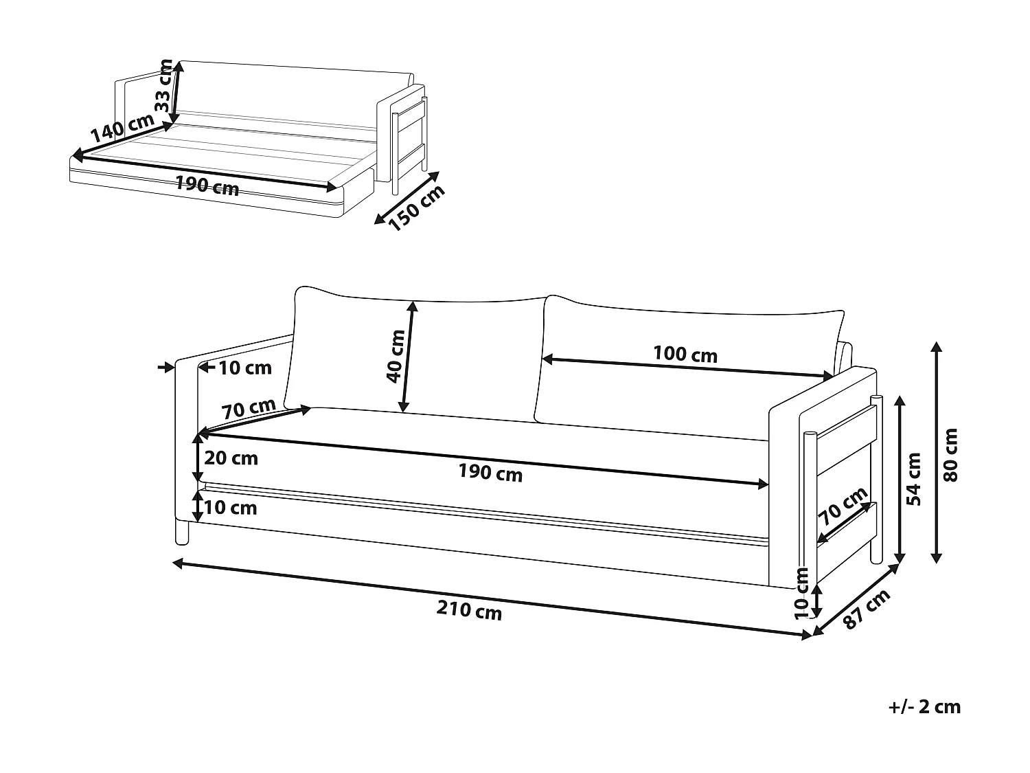 Stoffsofa mit Schlaffunktion Polyesterpolsterung Birkenholz dunkelbraune Beine Wohnzimmer Schlafzimmer Grün Orsa