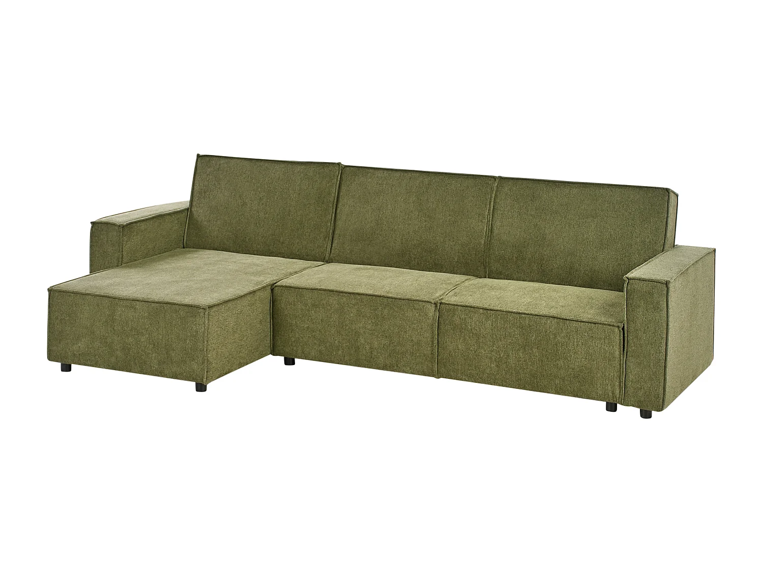 3-Sitzer Ecksofa rechts L-förmig Stoff dunkelgrün mit Schlaffunktion Romedal II