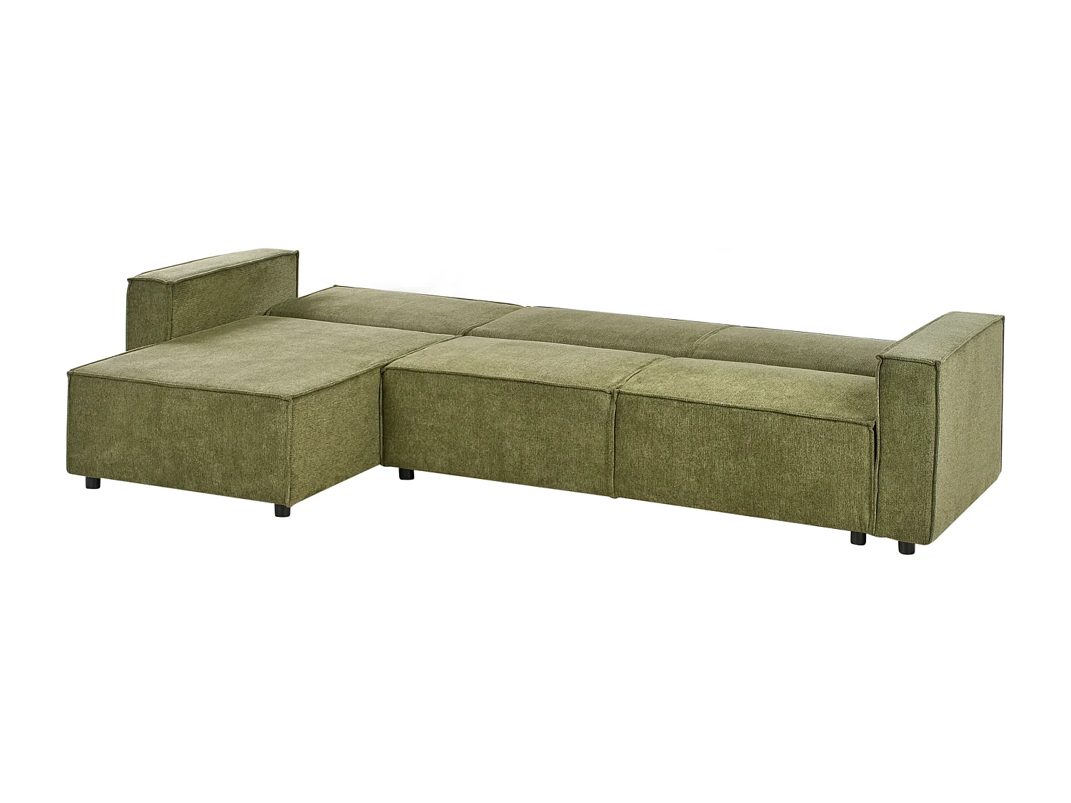 3-Sitzer Ecksofa rechts L-förmig Stoff dunkelgrün mit Schlaffunktion Romedal II