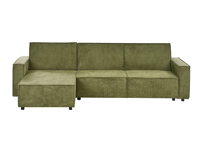 3-Sitzer Ecksofa rechts L-förmig Stoff dunkelgrün mit Schlaffunktion Romedal II