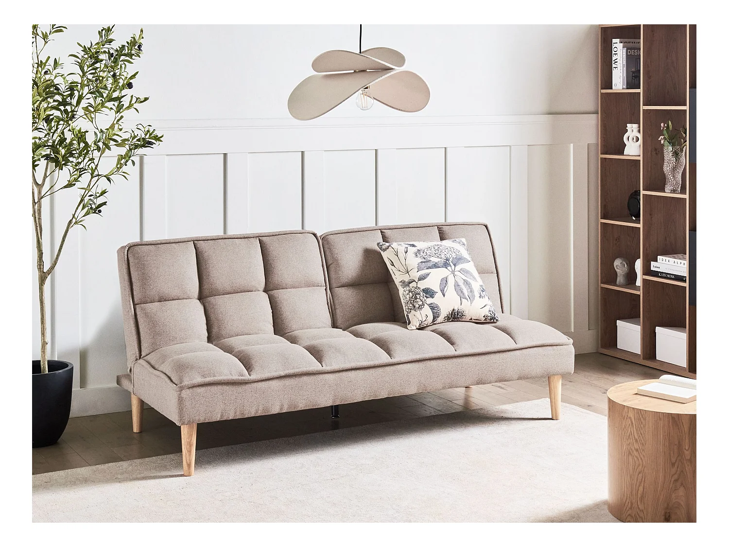 Canapé-lit 3 places SILJAN Tissu Marron clair