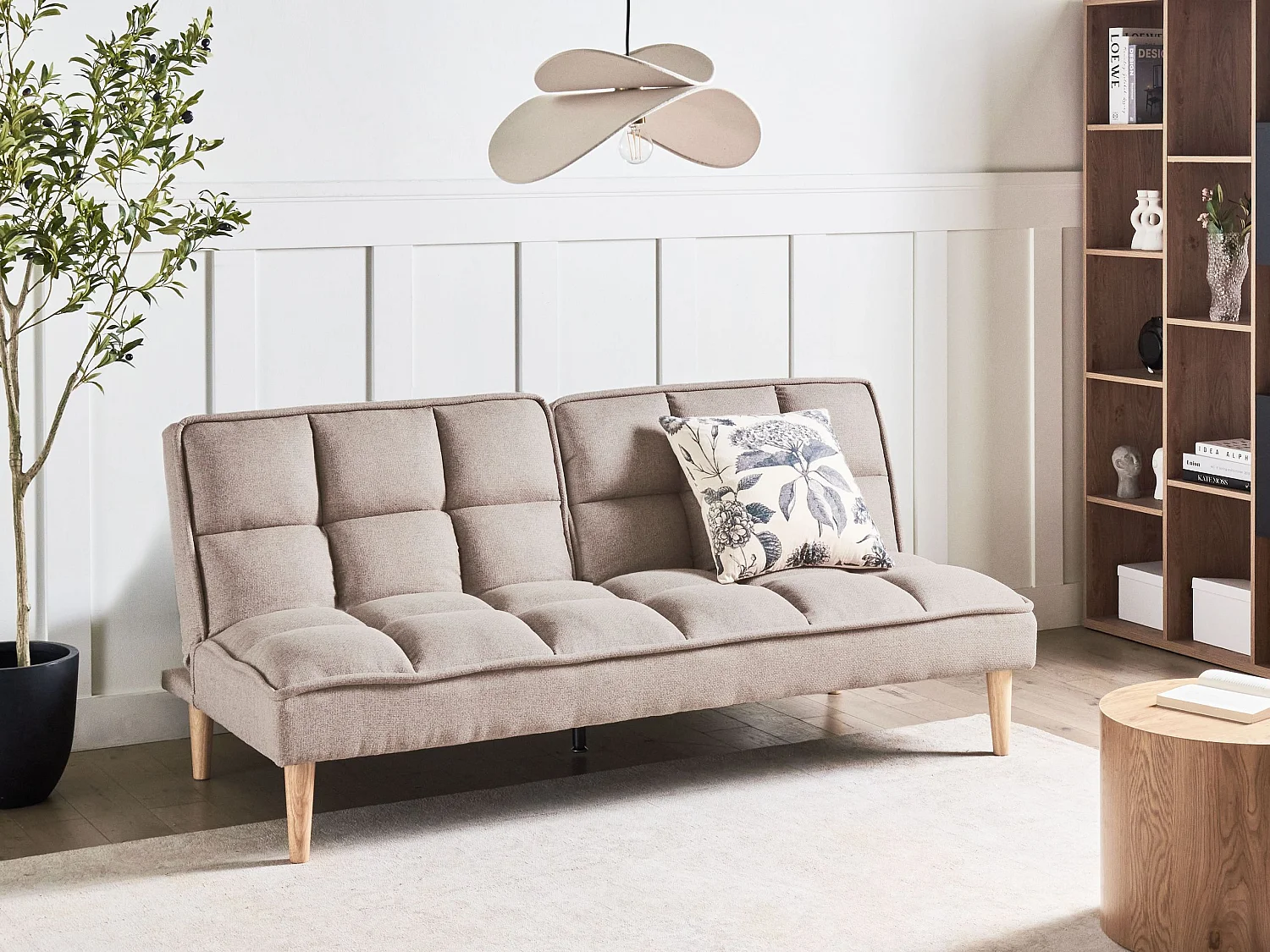 Canapé-lit 3 places SILJAN Tissu Marron clair