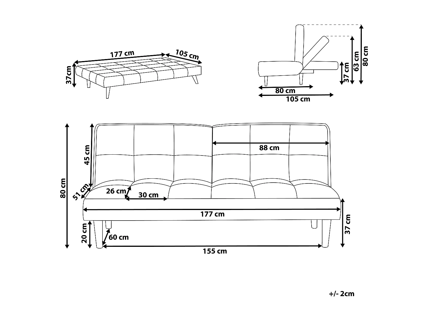 Sofá-cama SILJAN Tecido Castanho claro 3 lugares