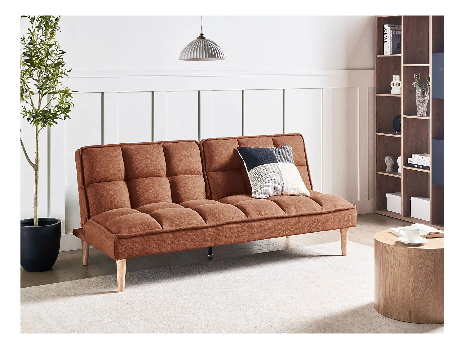 Canapé-lit 3 places SILJAN Tissu Marron doré