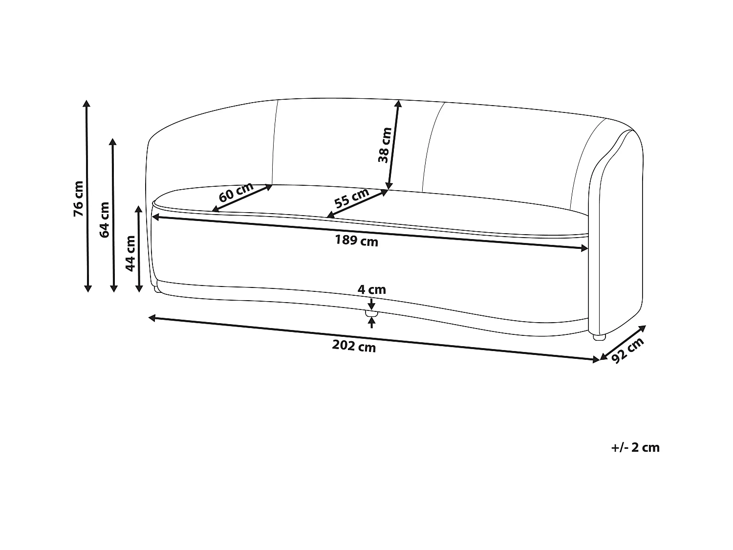 3 places ROSET Tissu Marron