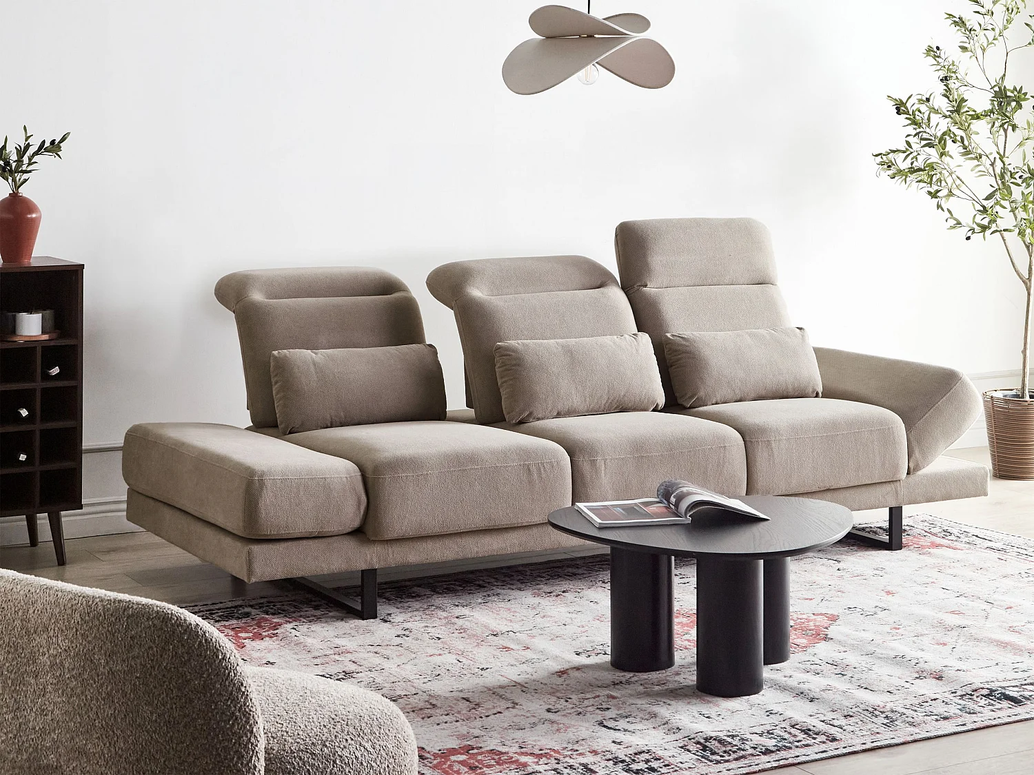 Canapé 3 places IKAST Tissu Taupe