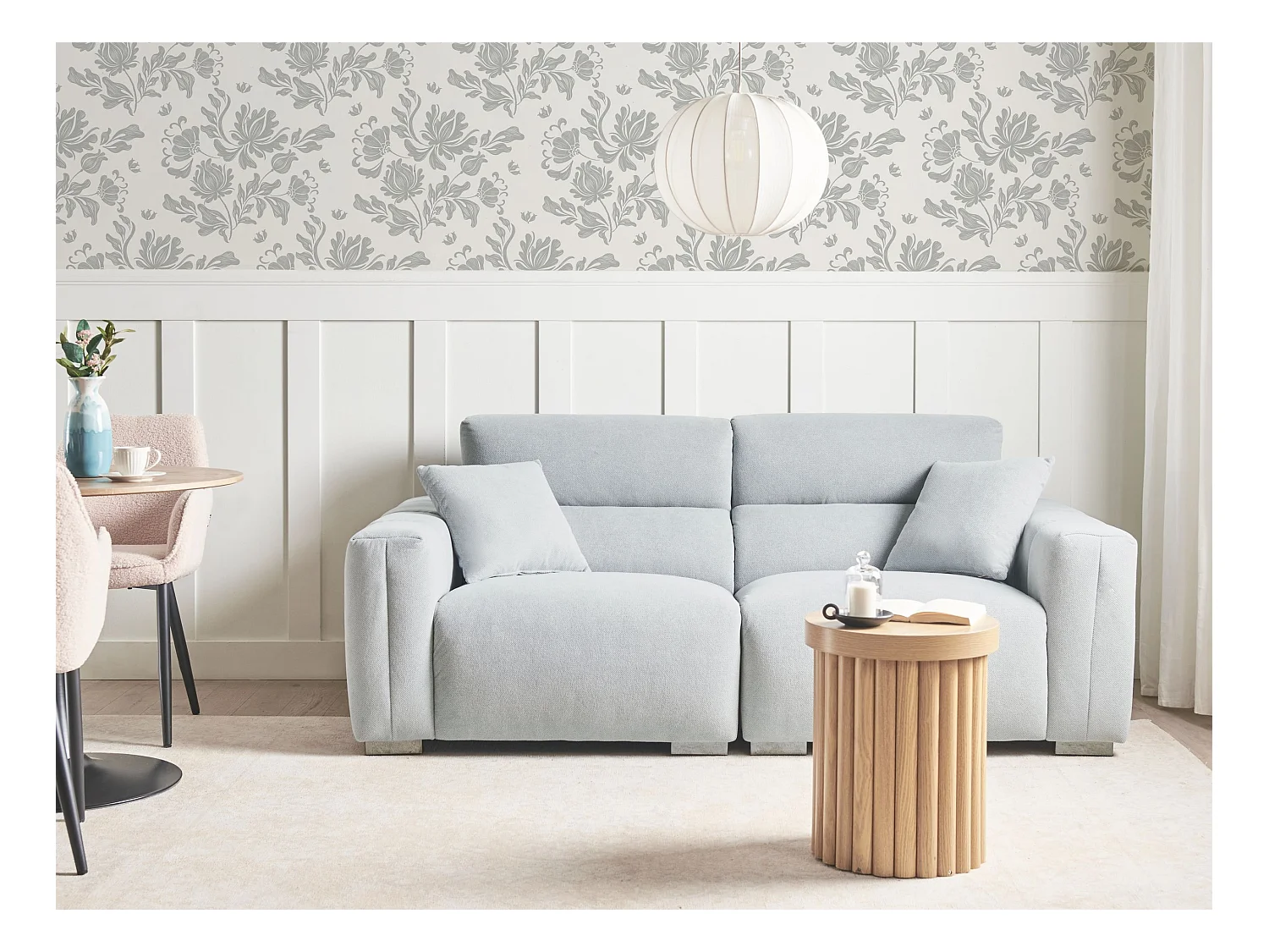 Canapé 3 places FAUSKAN Tissu Bleu clair