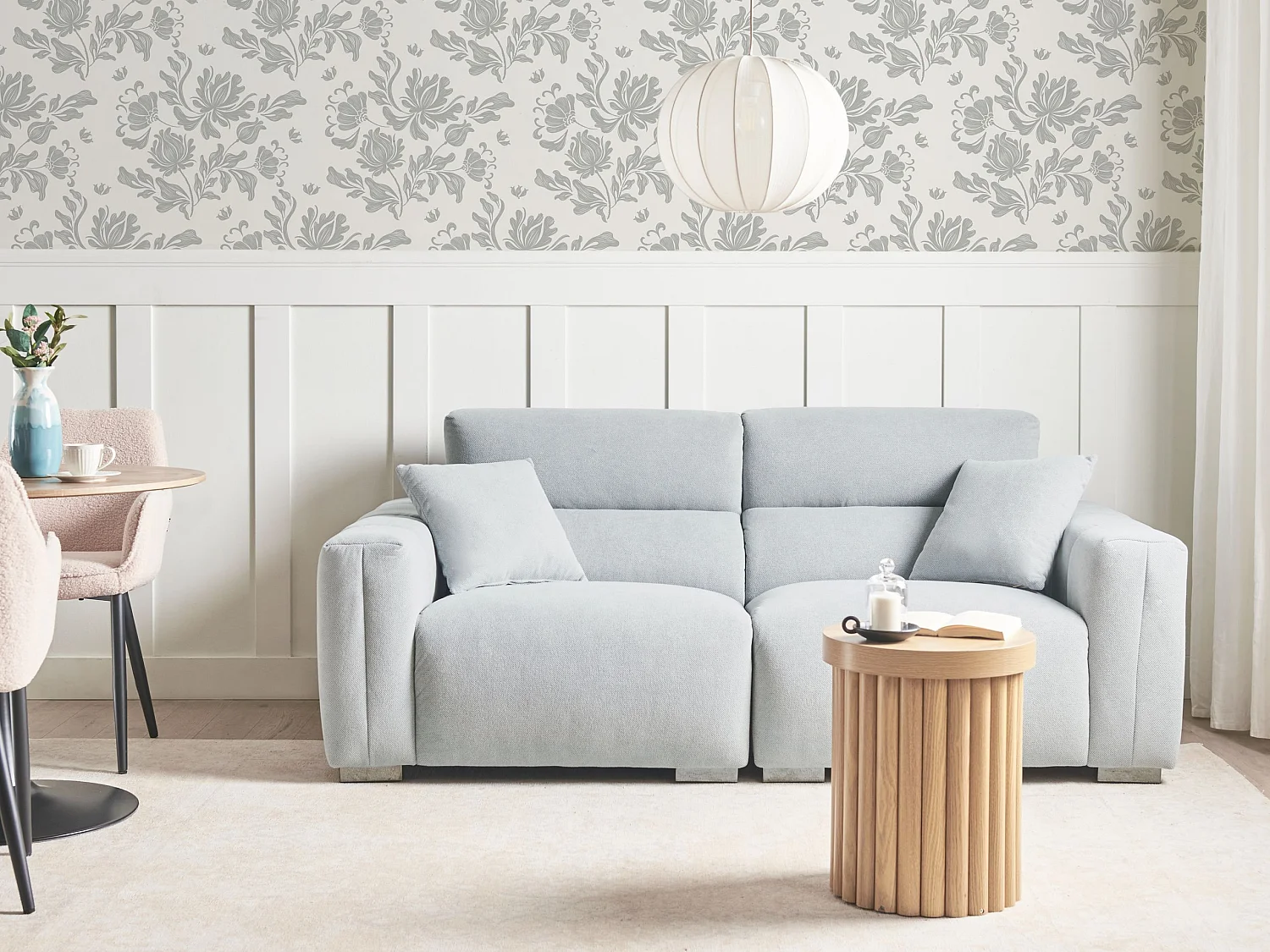 Sofa FAUSKAN Stoff Hellblau 3-Sitzer