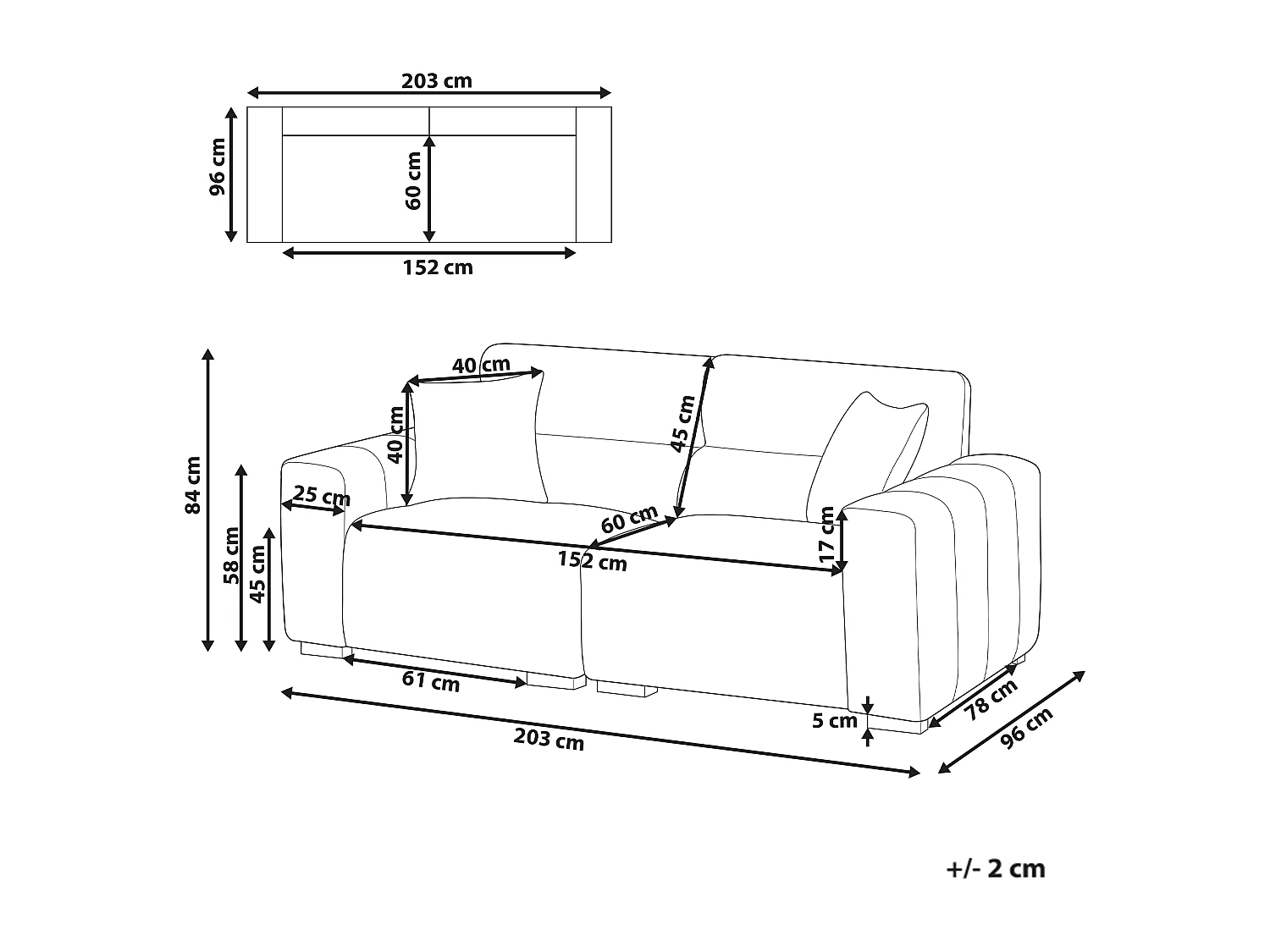 Sofa FAUSKAN Stoff Hellblau 3-Sitzer