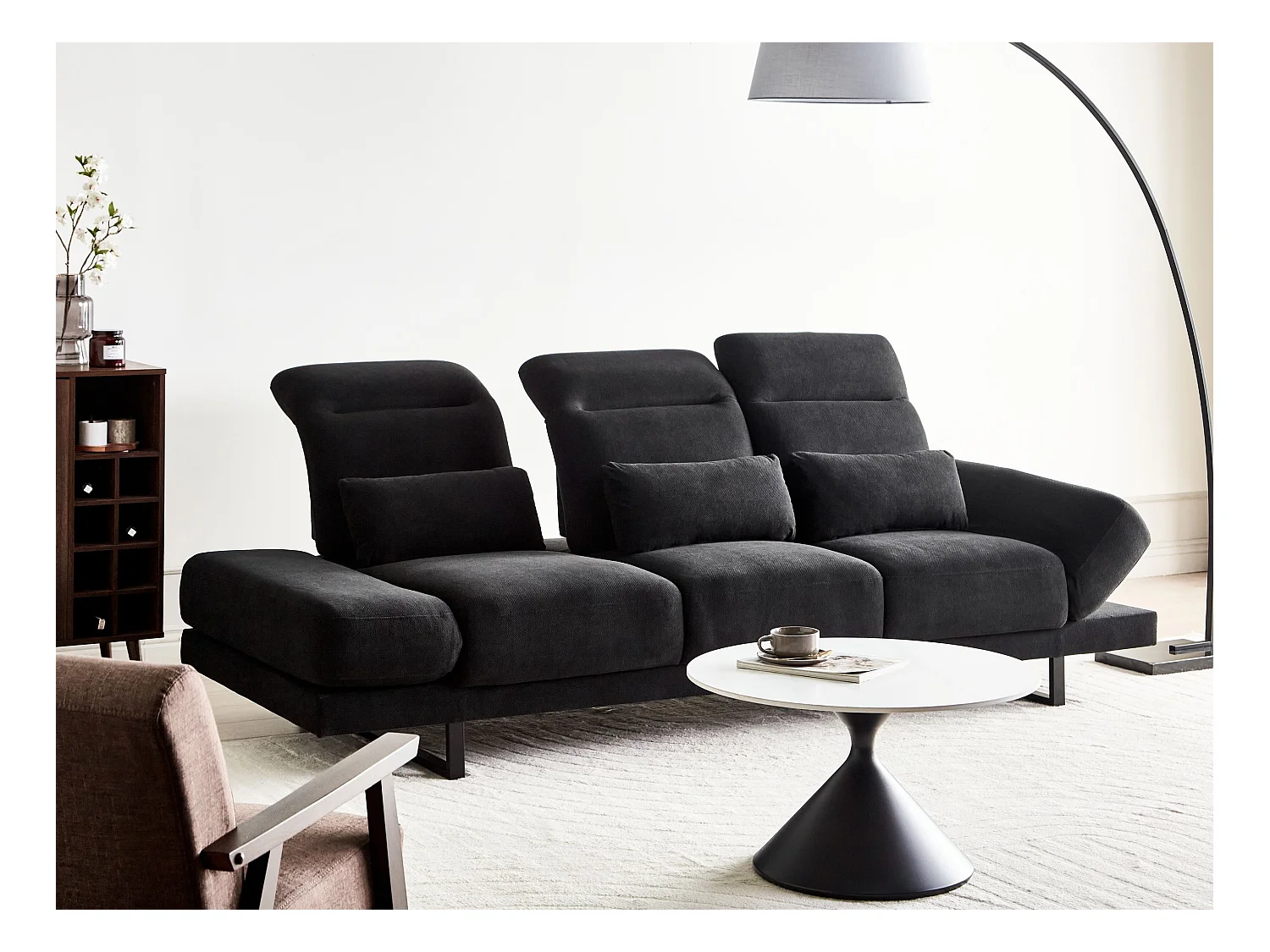 Canapé 3 places IKAST Tissu Noir