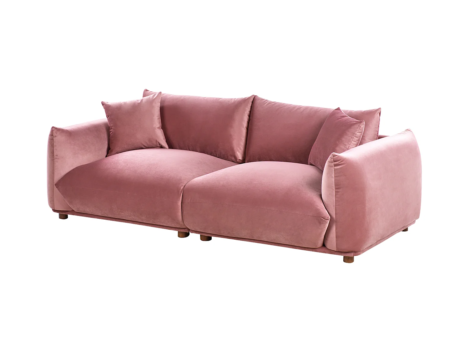 Sofa LUVOS Welur Różowy dla 3 osób