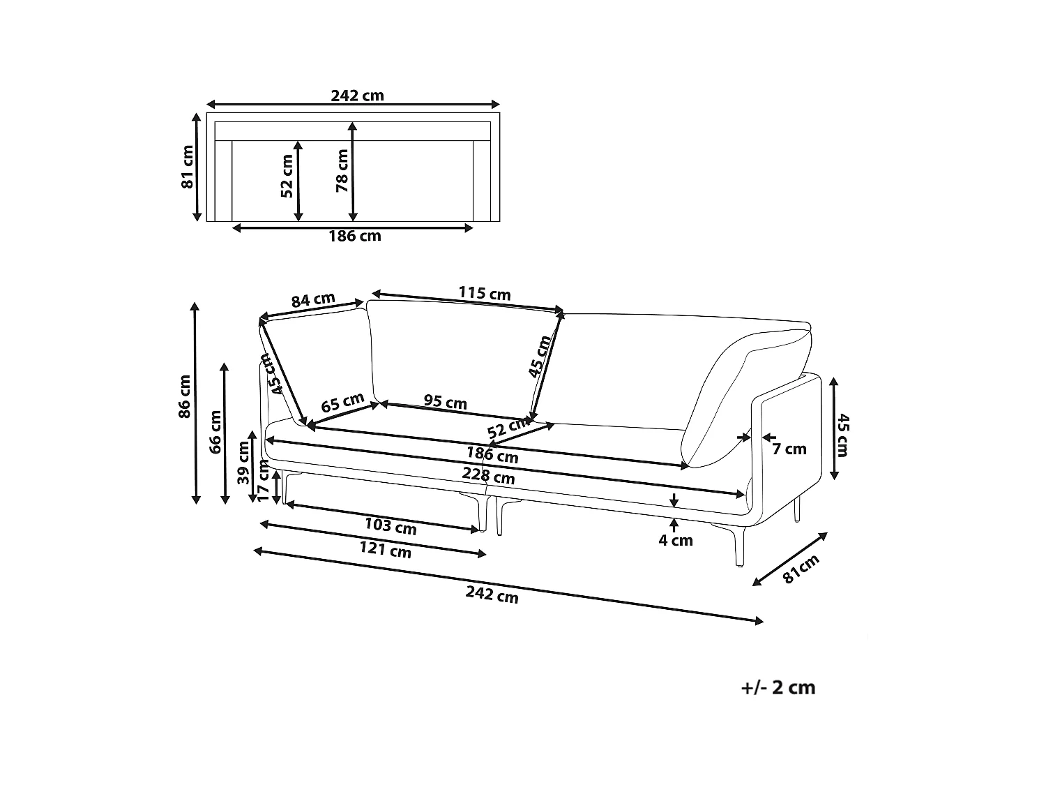 Canapé 3 places REVSNES Cuir PU Marron