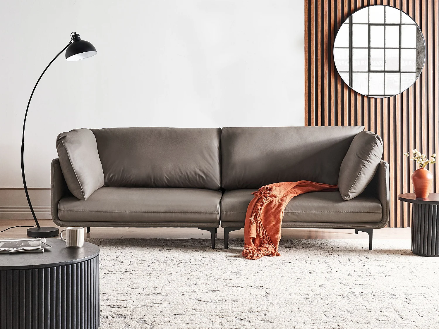 REVSNES Kunstleder Braun 3-Sitzer