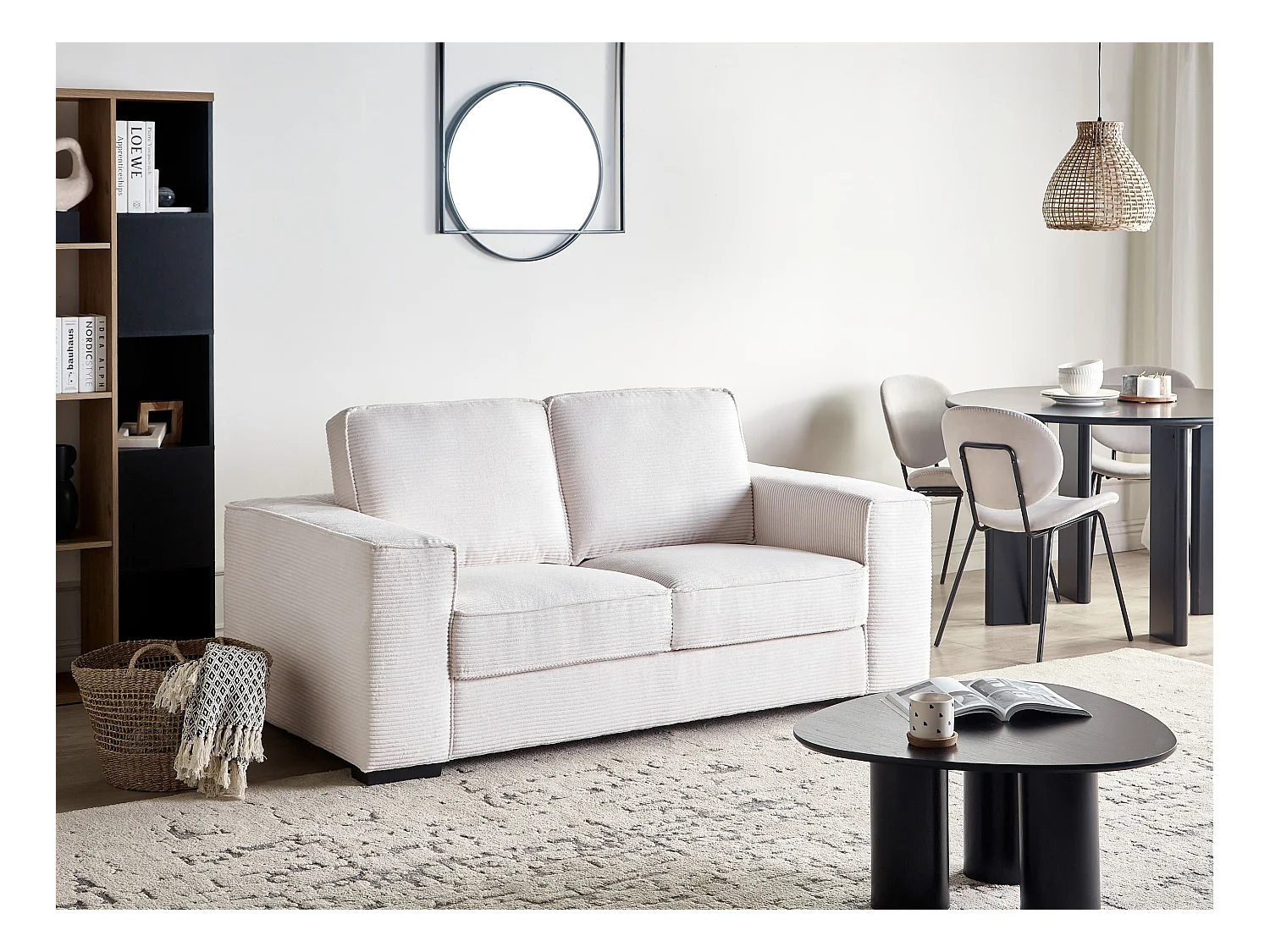 2 places VIKRAN Velours côtelé Blanc