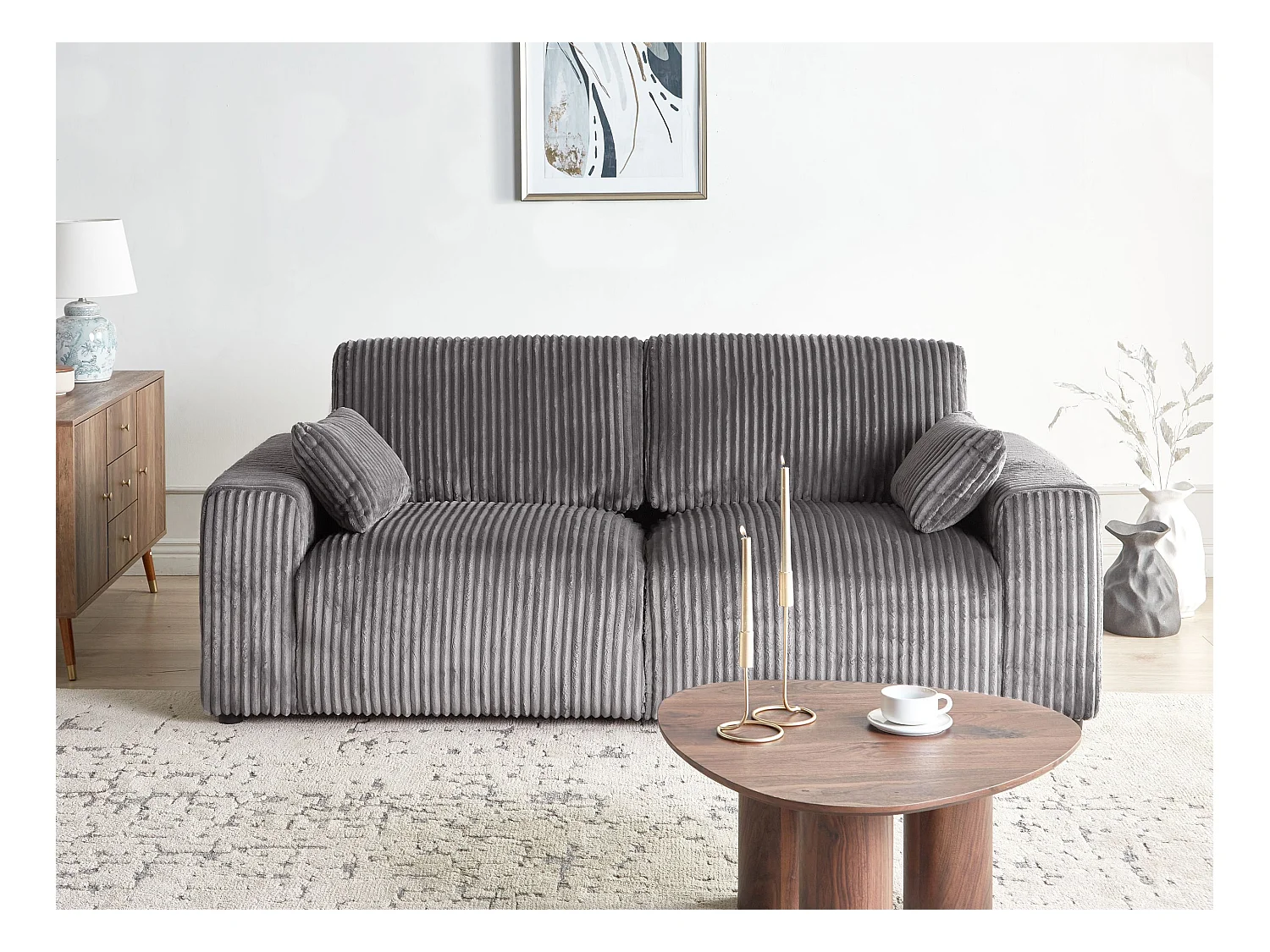 3 places SANDORA Velours côtelé Gris