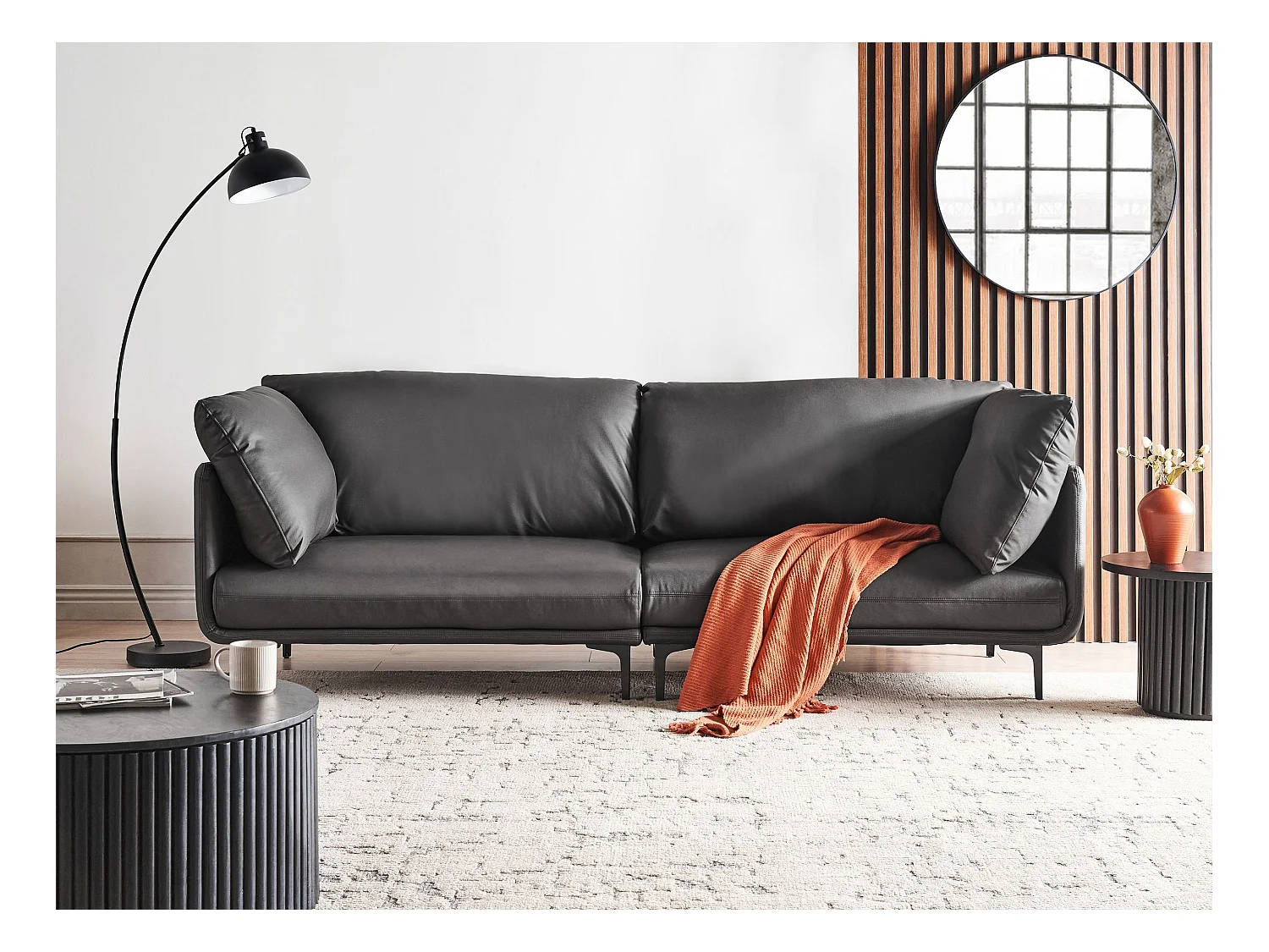 Canapé 3 places REVSNES Cuir PU Noir