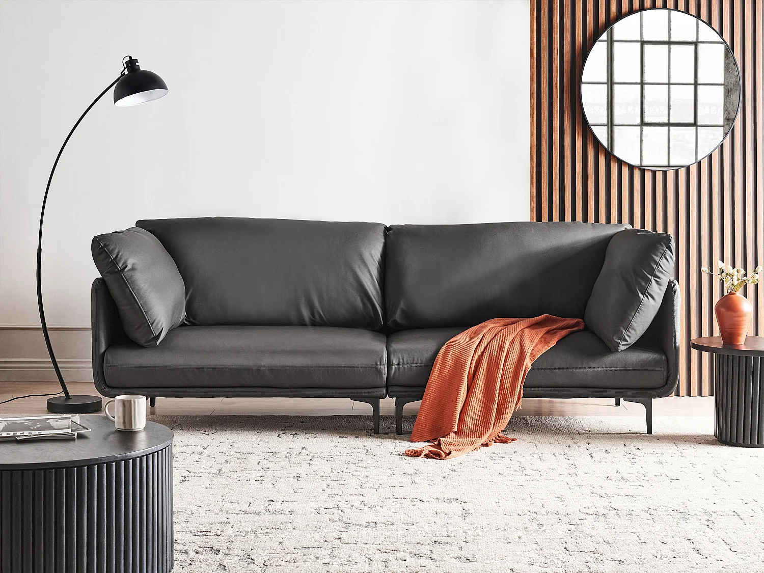 REVSNES Kunstleder Schwarz 3-Sitzer