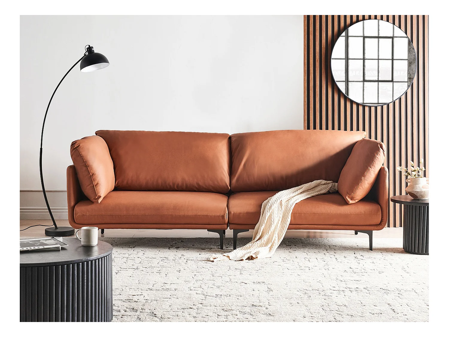 Canapé 3 places REVSNES Cuir PU Marron doré