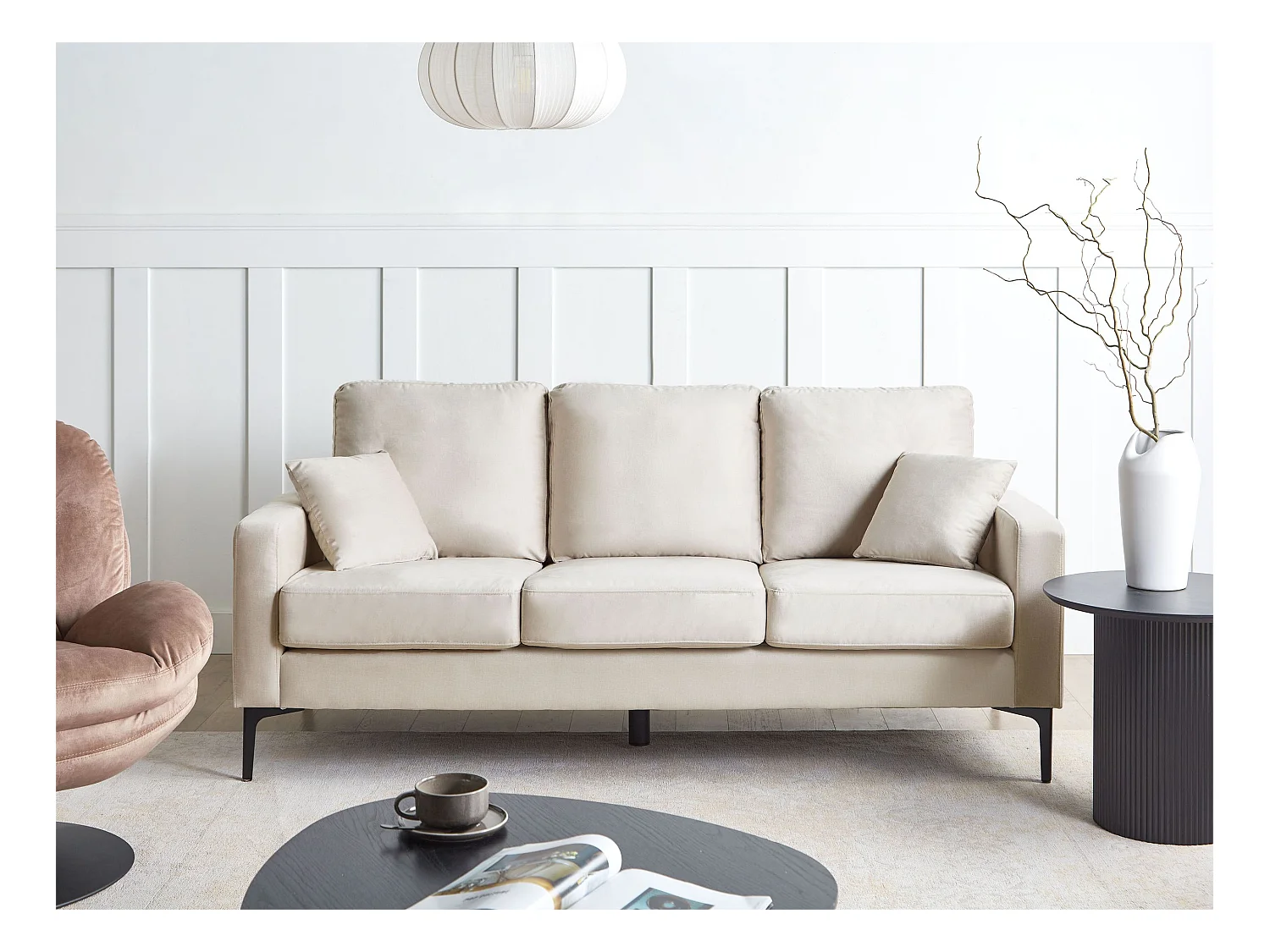 Sofá GAVLE Tela Beige claro 3 plazas