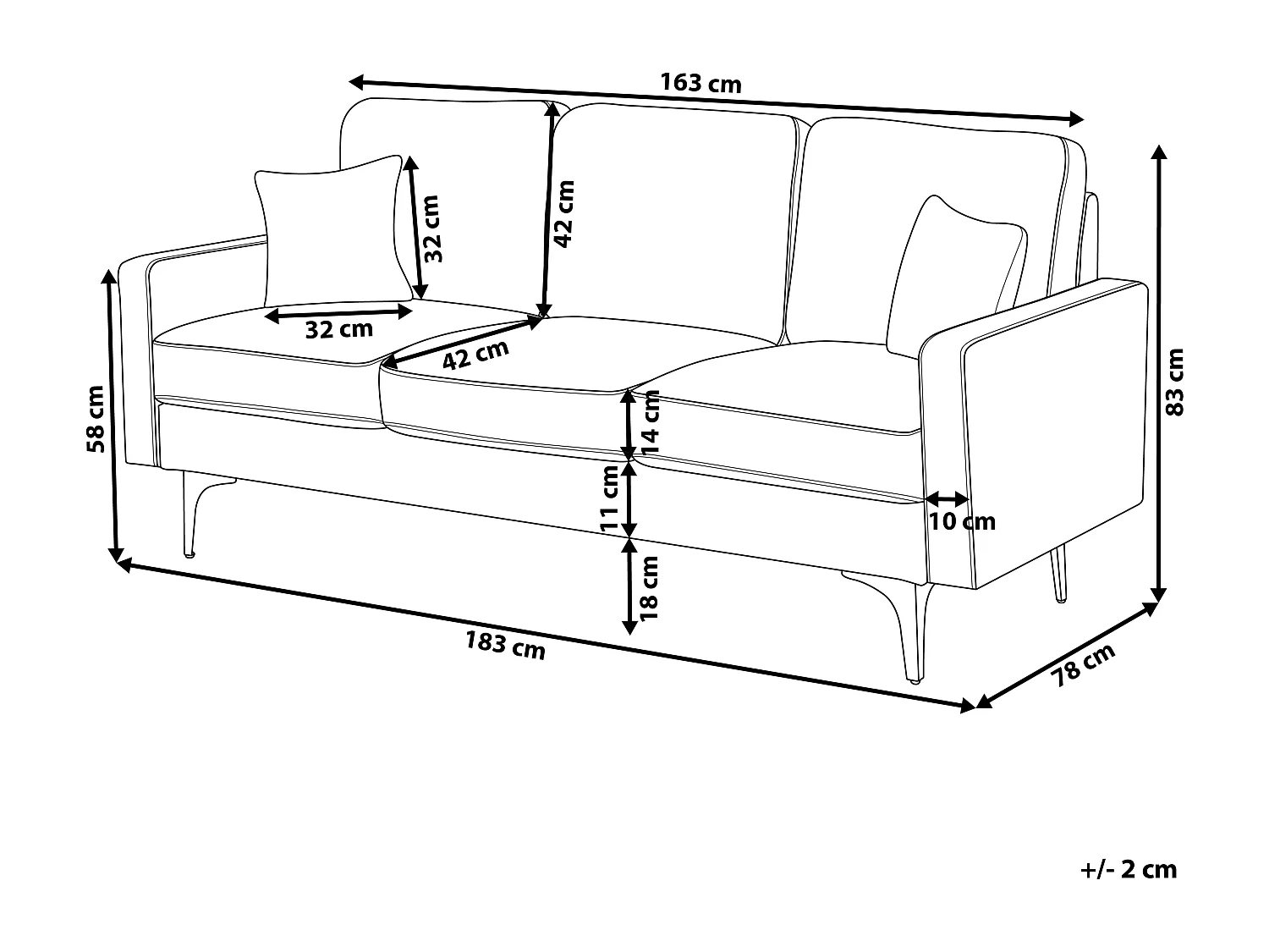 Sofa GAVLE Stoff Hellbeige 3-Sitzer