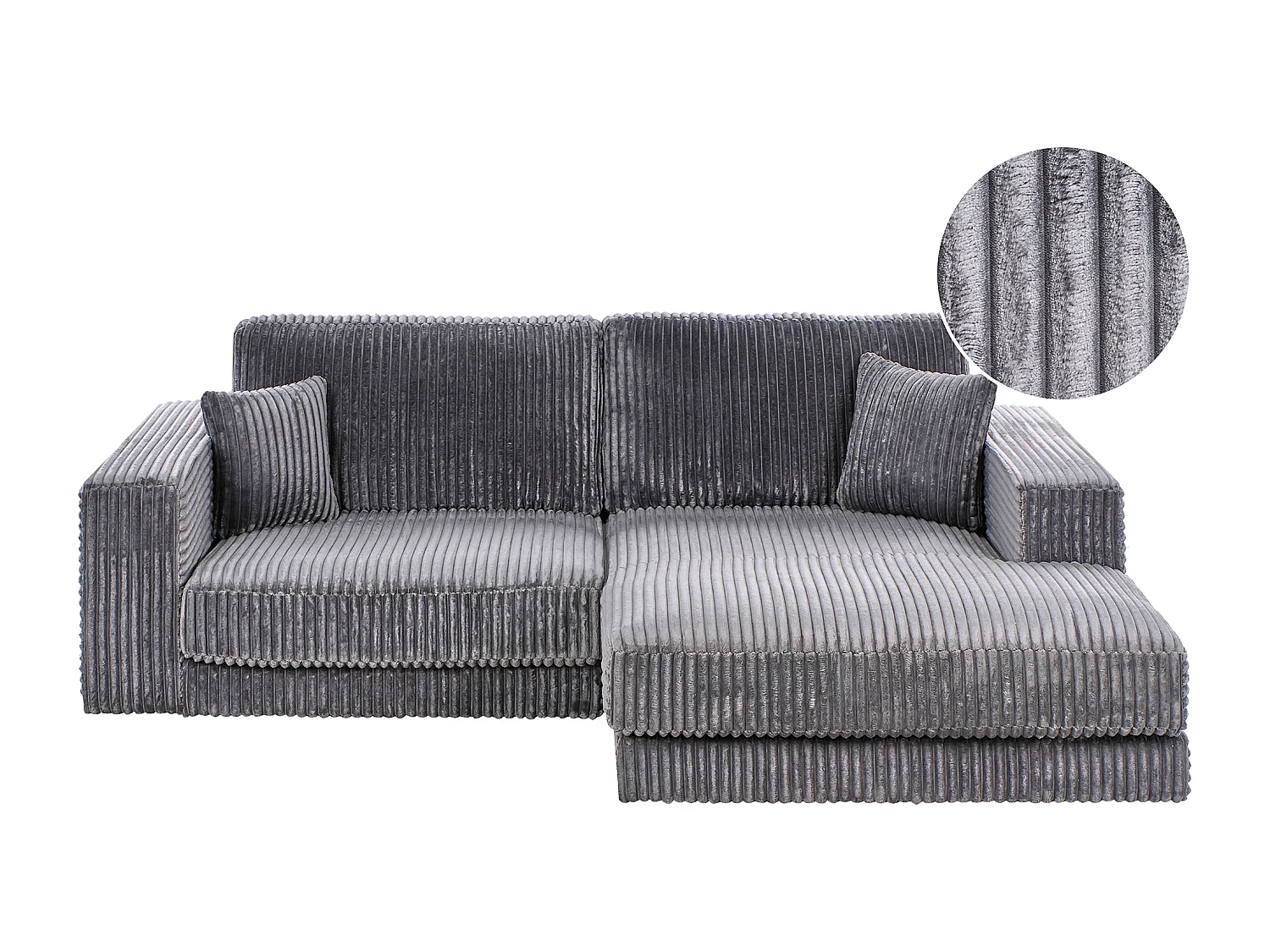 Divano angolare LOFOTEN Velluto a coste Grigio scuro 3 posti Lato Sinistro
