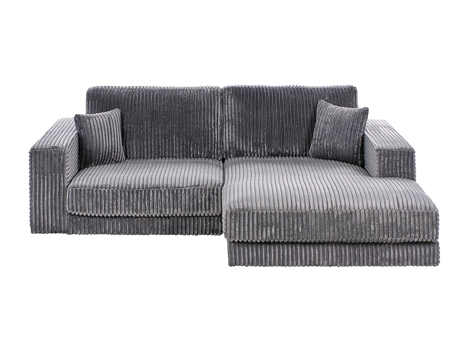 Divano angolare LOFOTEN Velluto a coste Grigio scuro 3 posti Lato Sinistro