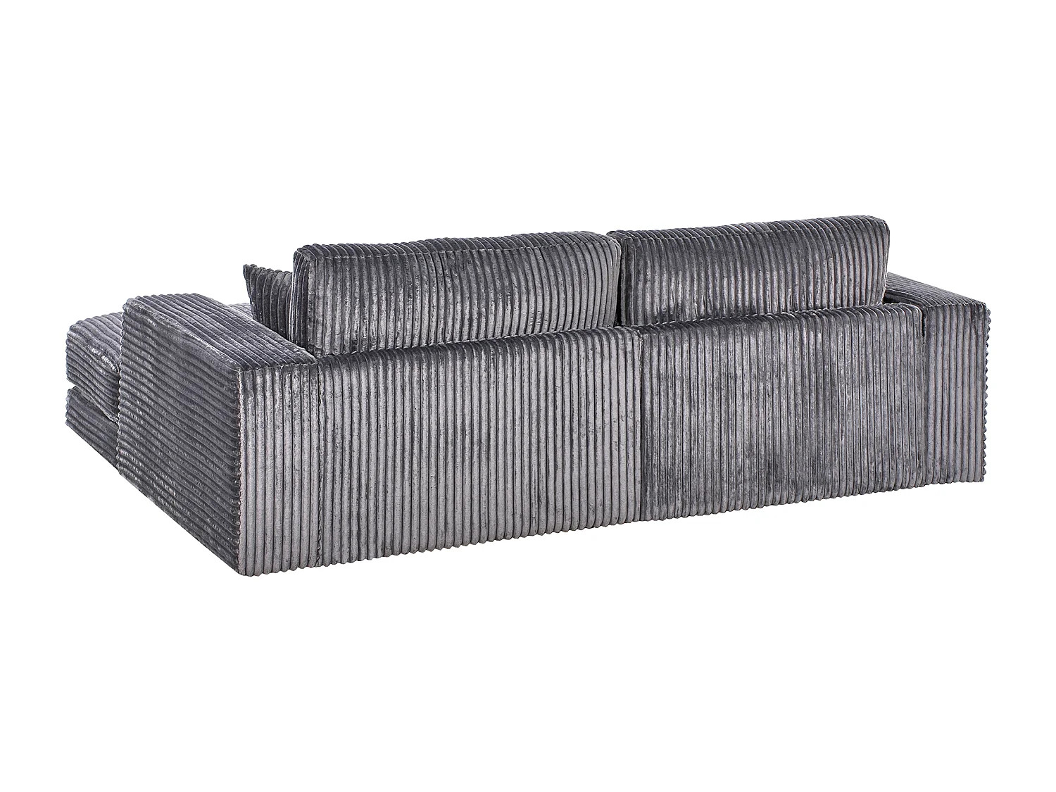Divano angolare LOFOTEN Velluto a coste Grigio scuro 3 posti Lato Sinistro