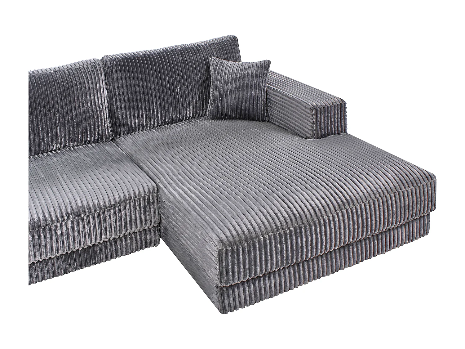 Divano angolare LOFOTEN Velluto a coste Grigio scuro 3 posti Lato Sinistro