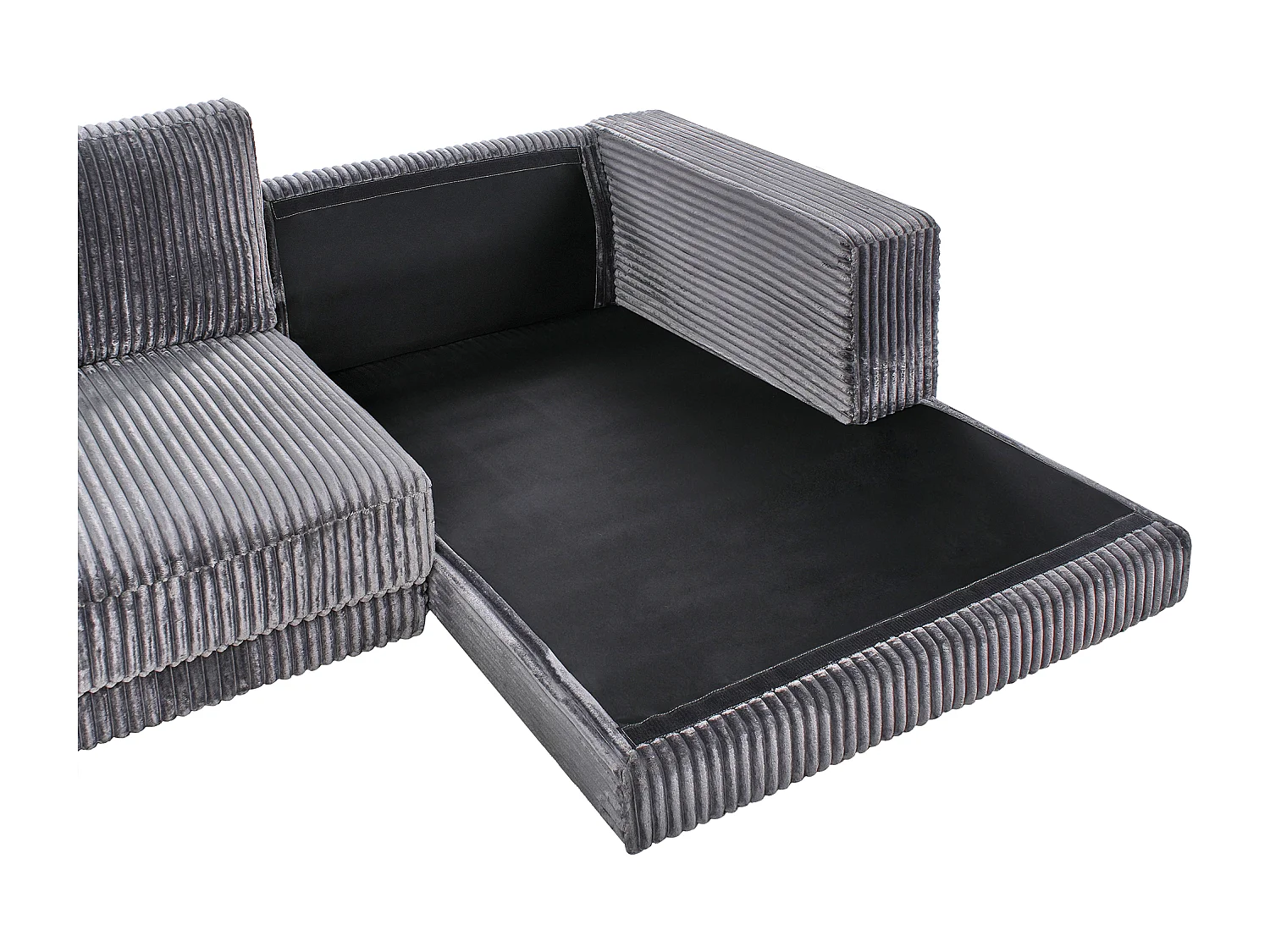 Divano angolare LOFOTEN Velluto a coste Grigio scuro 3 posti Lato Sinistro