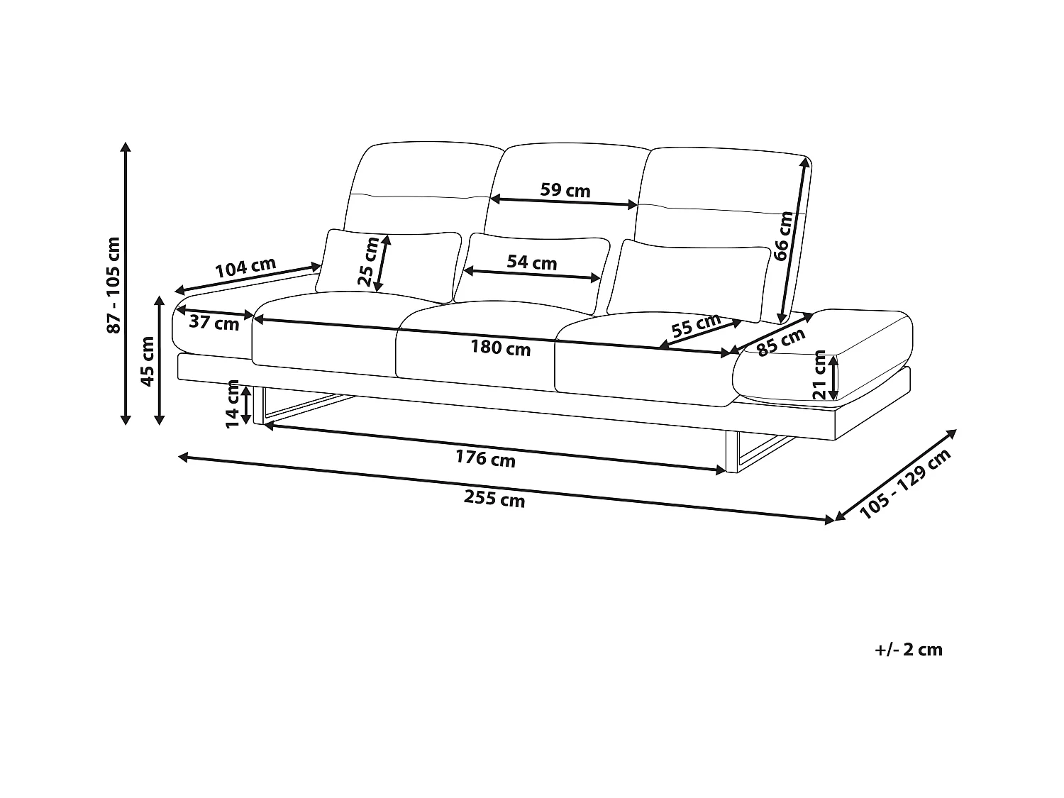 IKAST Bombazine Creme claro 3 lugares
