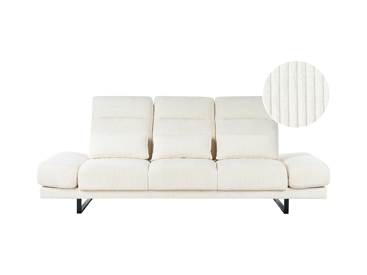 3 places IKAST Velours côtelé Beige clair