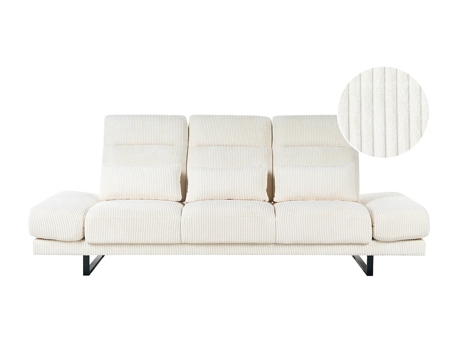 Canapé 3 places IKAST Velours côtelé Beige clair