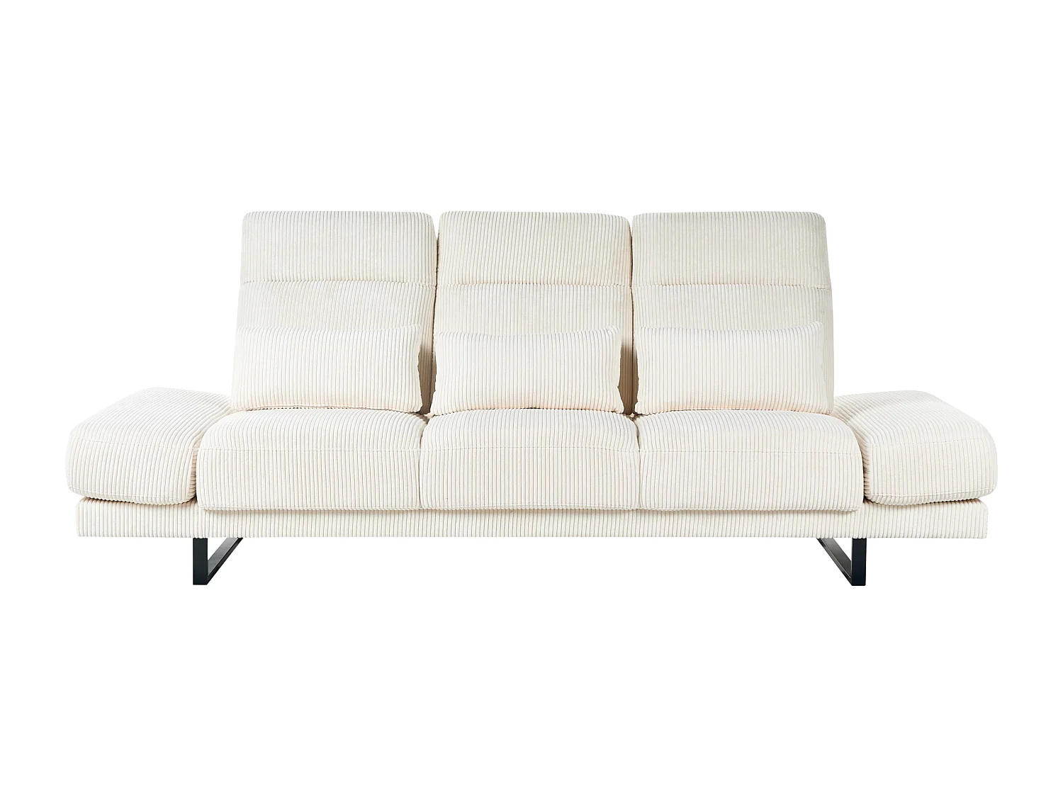 Canapé 3 places IKAST Velours côtelé Beige clair