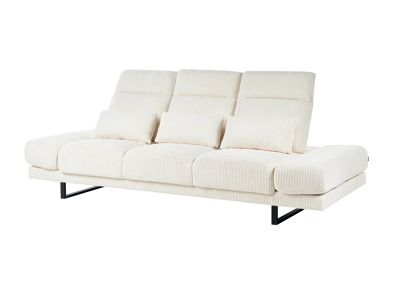 Canapé 3 places IKAST Velours côtelé Beige clair