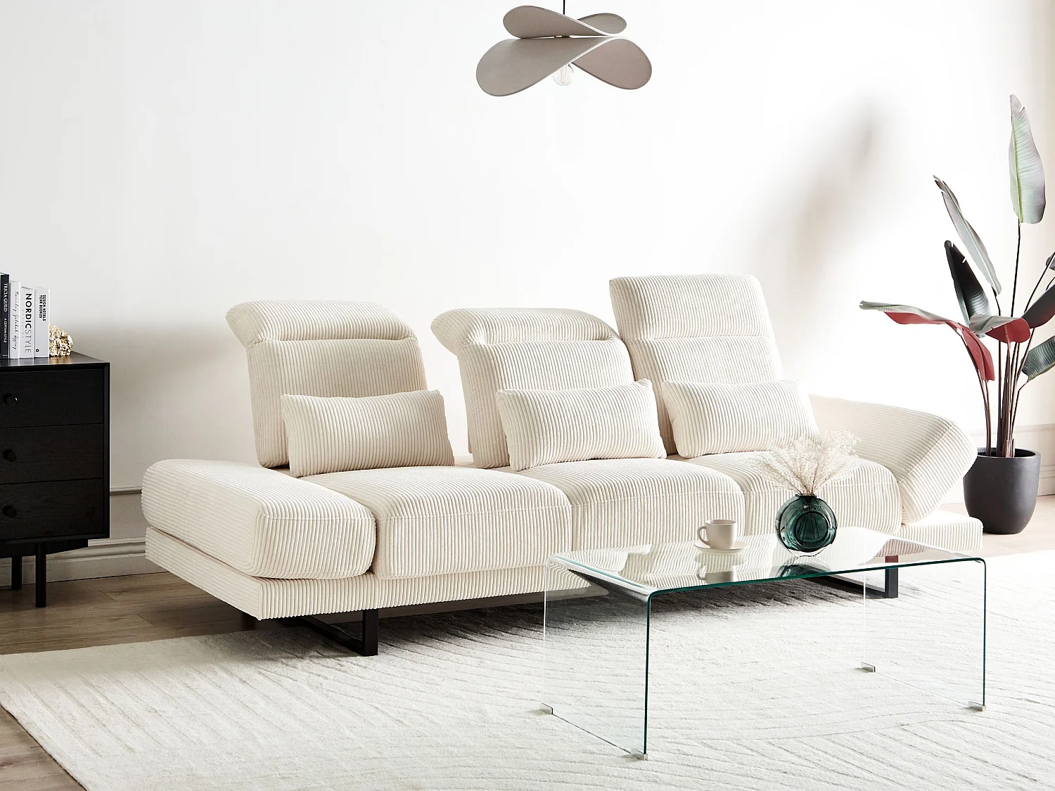 IKAST Cord Hellbeige 3-Sitzer