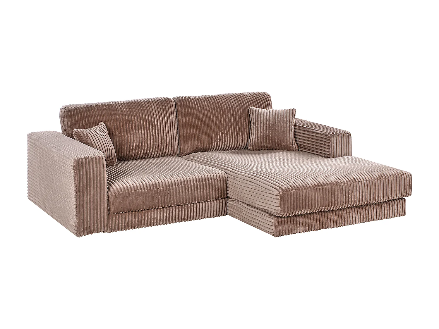 Canapé d'Angle à droite Minimaliste en Velours Côtelé avec Coussins Supplémentaires Marron Clair Lofoten