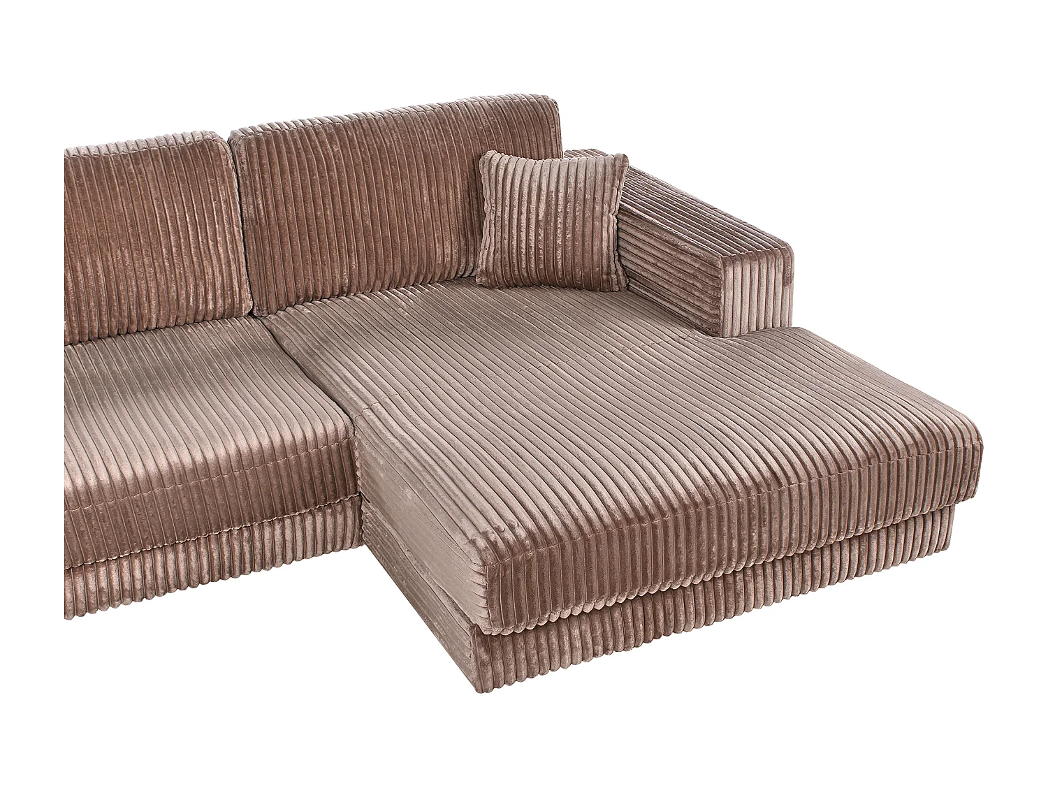 Canapé d'Angle à droite Minimaliste en Velours Côtelé avec Coussins Supplémentaires Marron Clair Lofoten