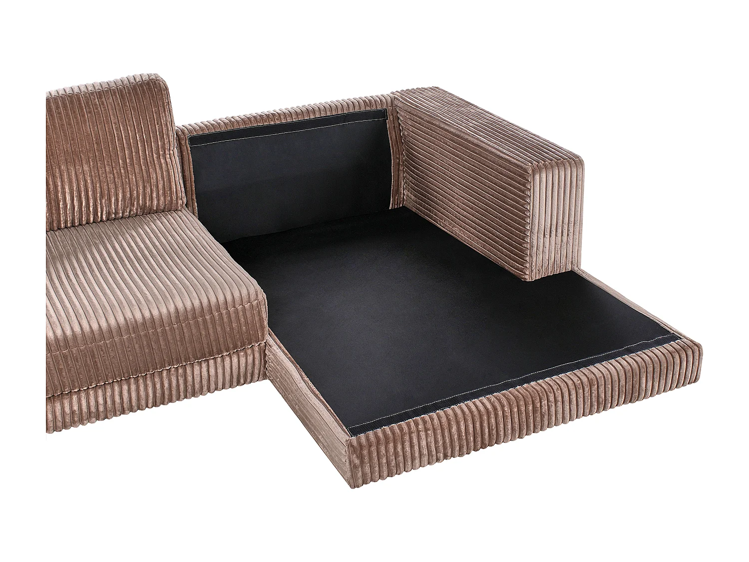 Canapé d'Angle à droite Minimaliste en Velours Côtelé avec Coussins Supplémentaires Marron Clair Lofoten