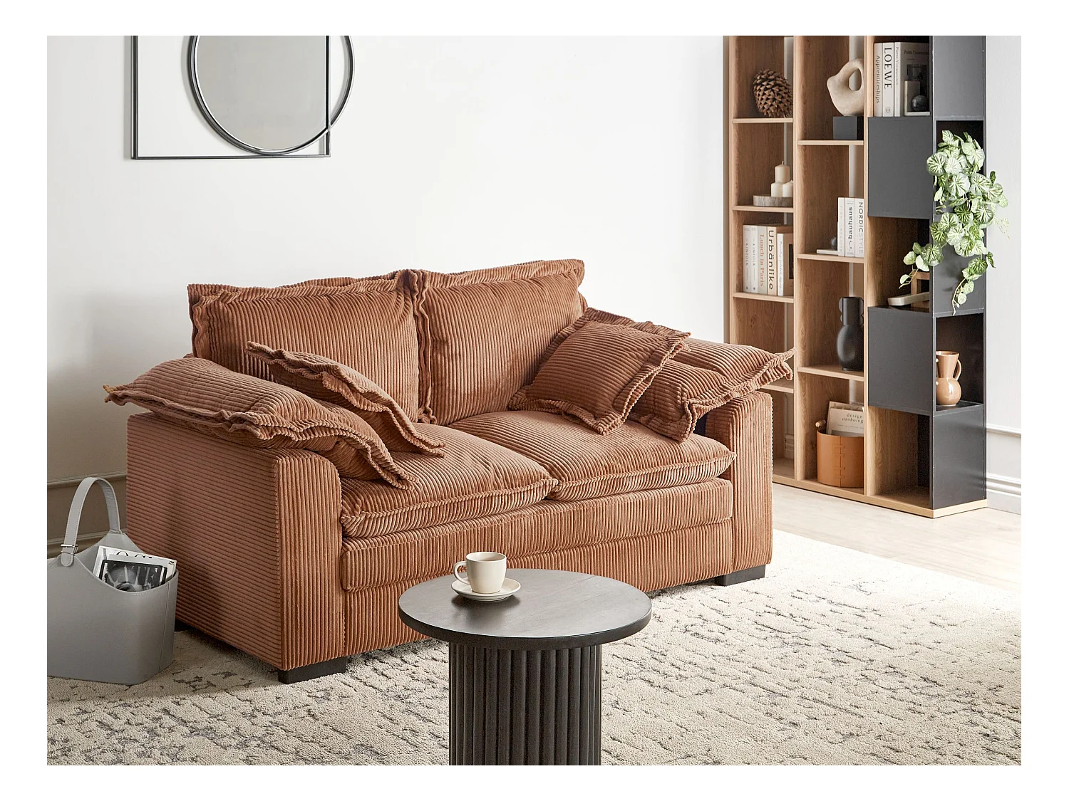 Canapé 2 places TIRRO Velours côtelé Marron