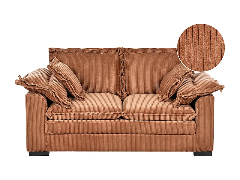 Sofa TIRRO Cord Braun 2-Sitzer