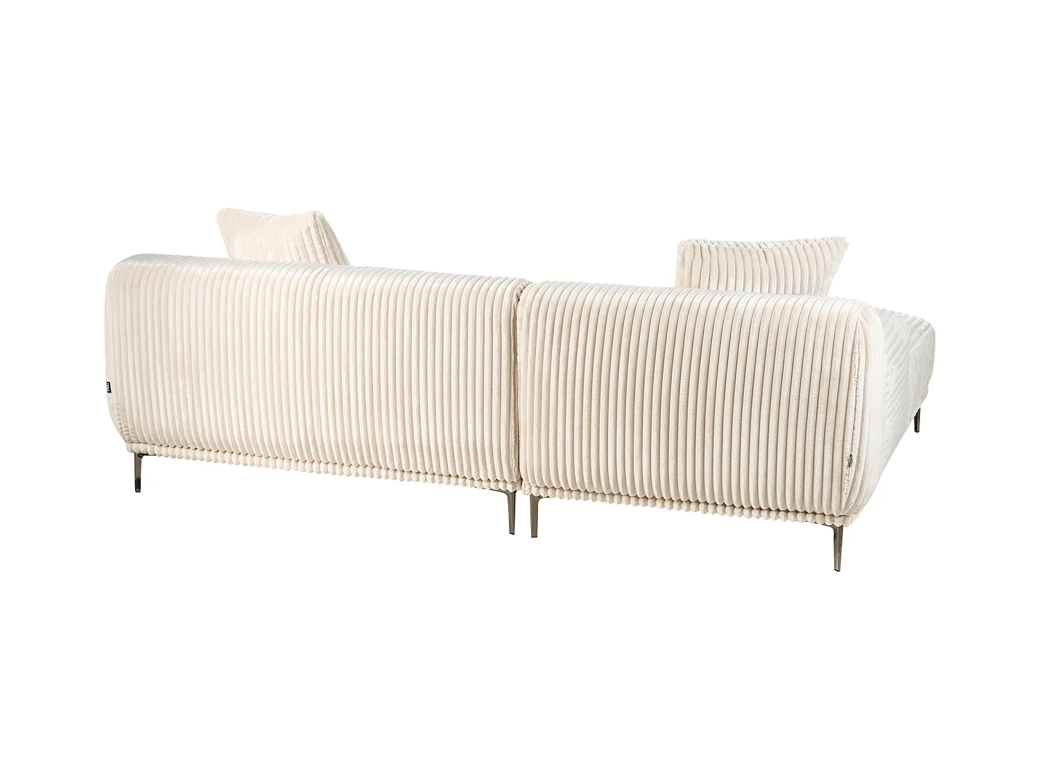 Canapé d'Angle à gauche en Velours Côtelé 3 Places Blanc Cassé Stenum