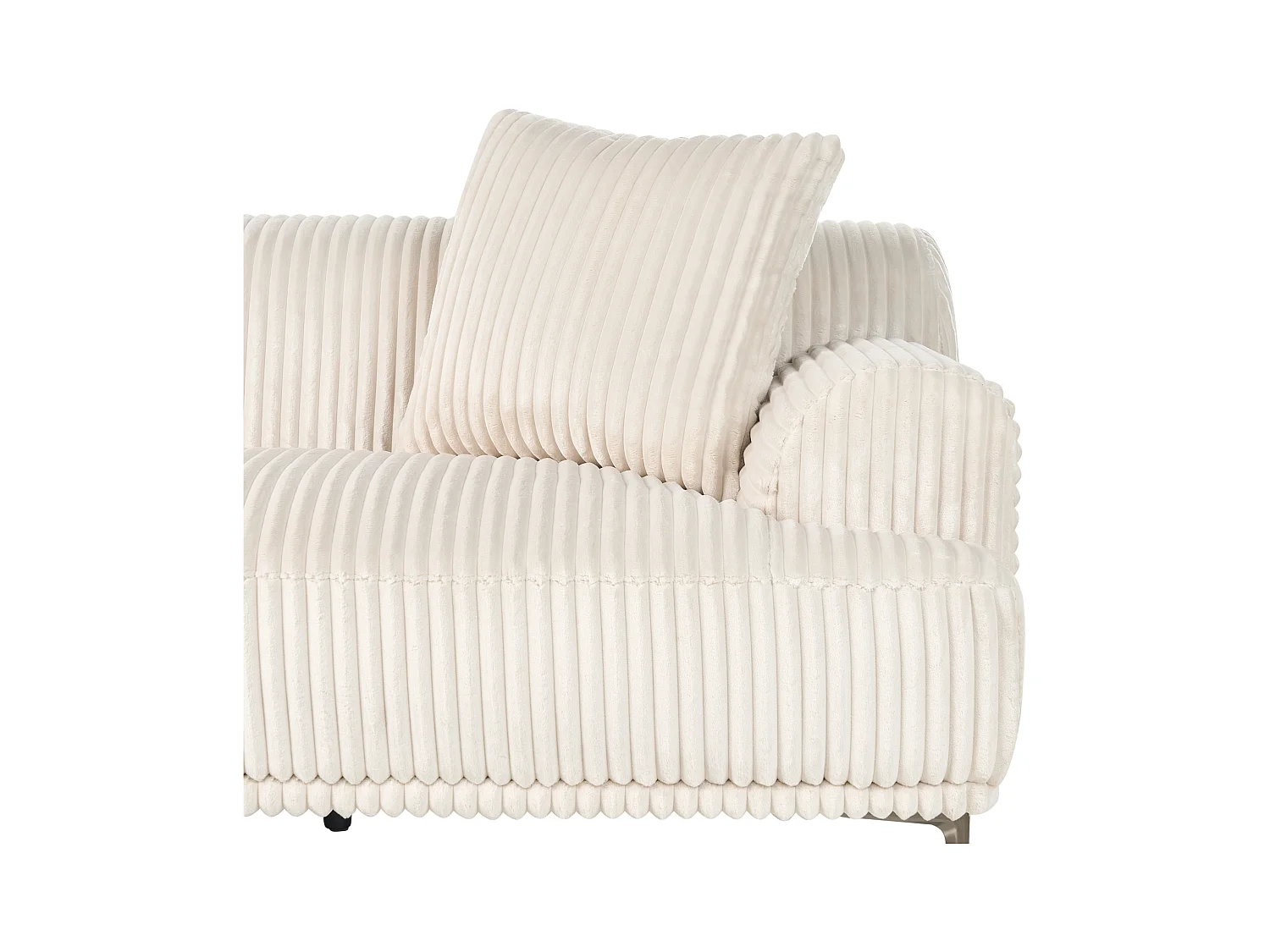 Canapé d'Angle à gauche en Velours Côtelé 3 Places Blanc Cassé Stenum