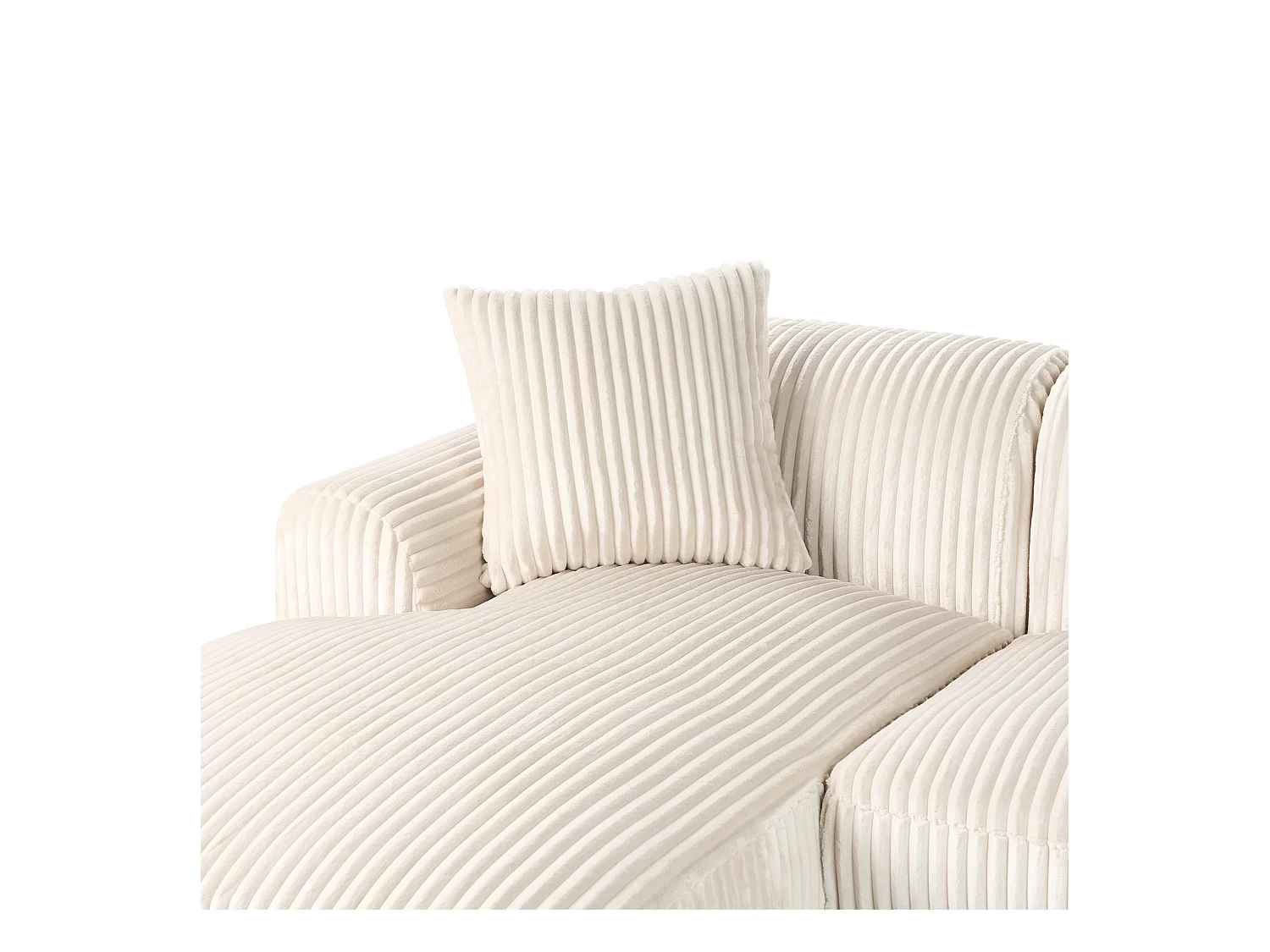 Canapé d'Angle à gauche en Velours Côtelé 3 Places Blanc Cassé Stenum