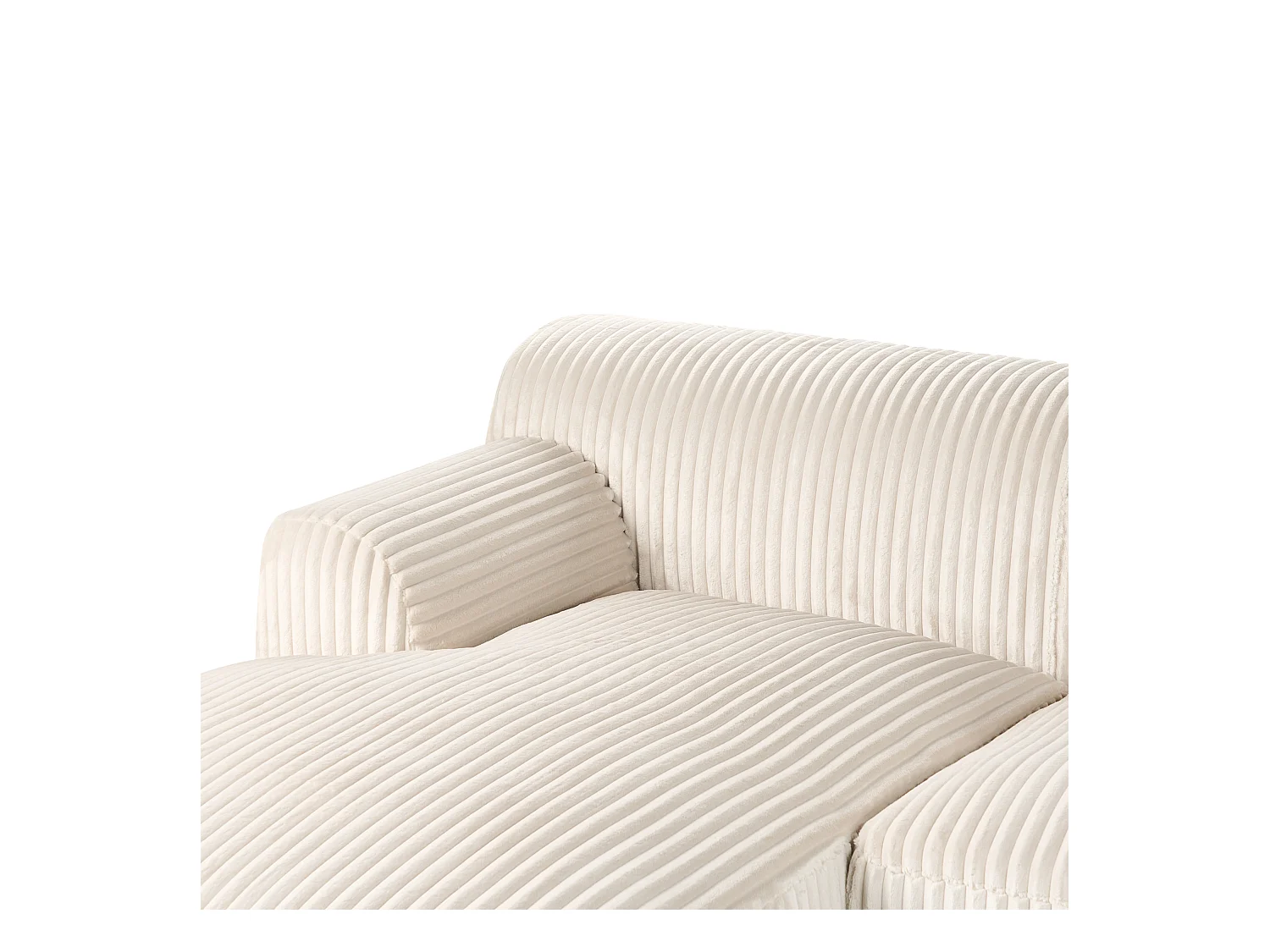 Canapé d'Angle à gauche en Velours Côtelé 3 Places Blanc Cassé Stenum