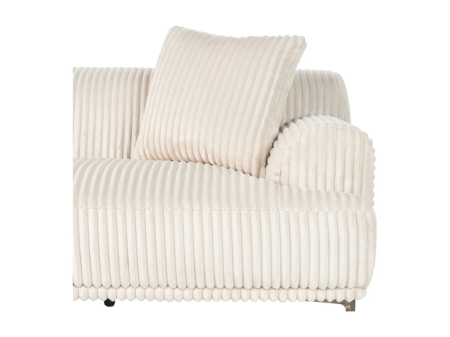 Canapé d'Angle à gauche en Velours Côtelé 3 Places Blanc Cassé Stenum