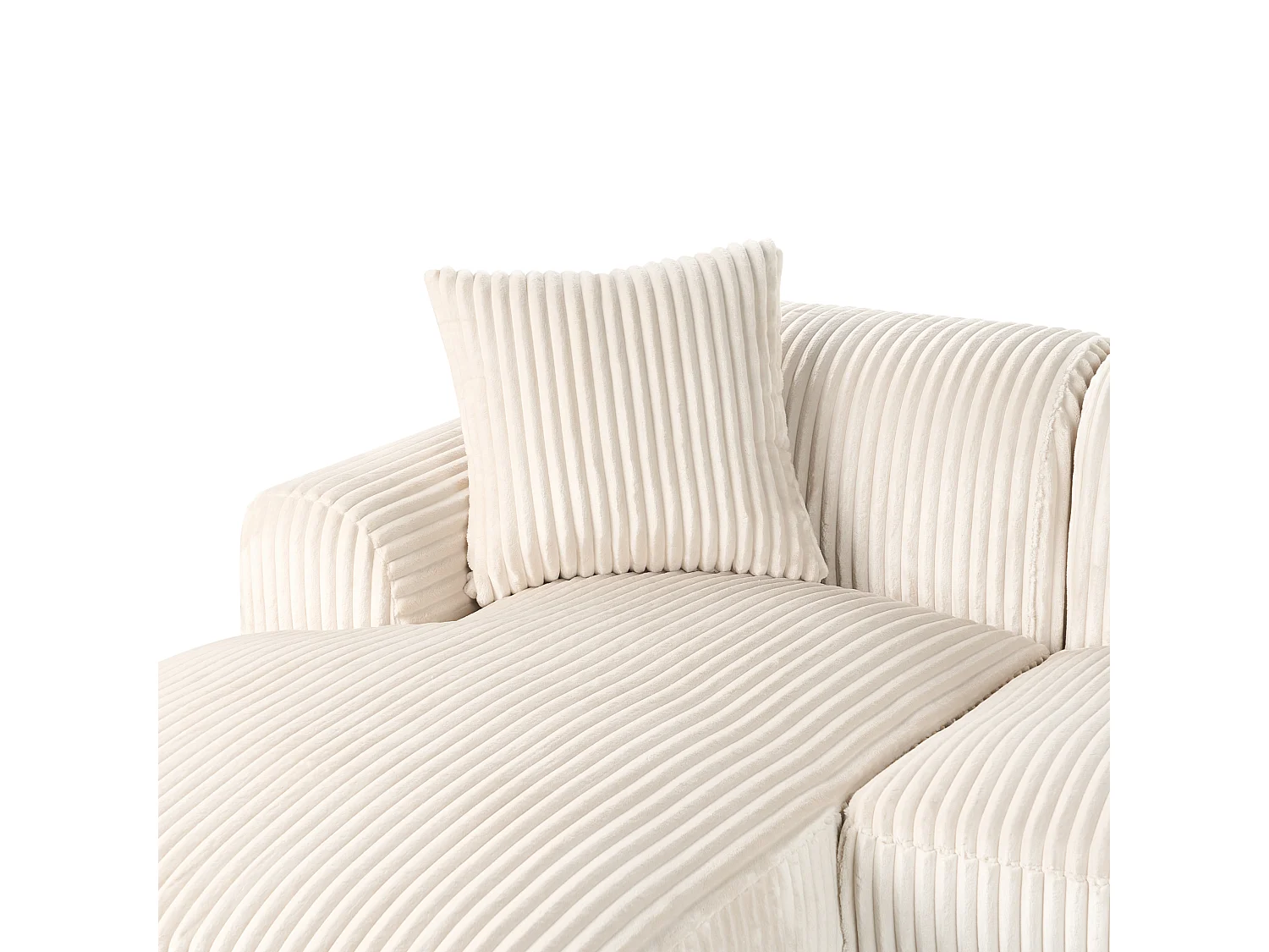 Canapé d'Angle à gauche en Velours Côtelé 3 Places Blanc Cassé Stenum