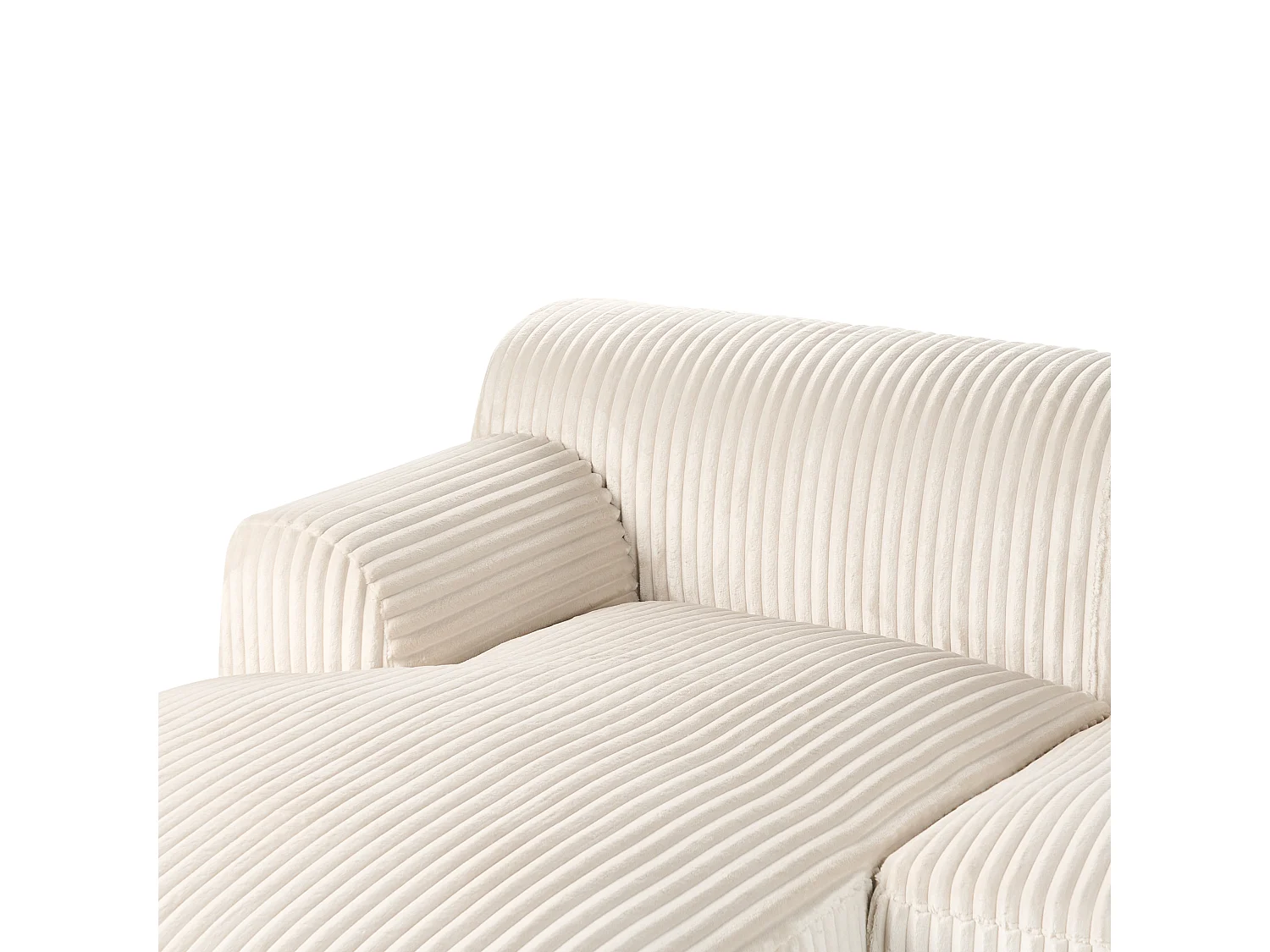 Canapé d'Angle à gauche en Velours Côtelé 3 Places Blanc Cassé Stenum