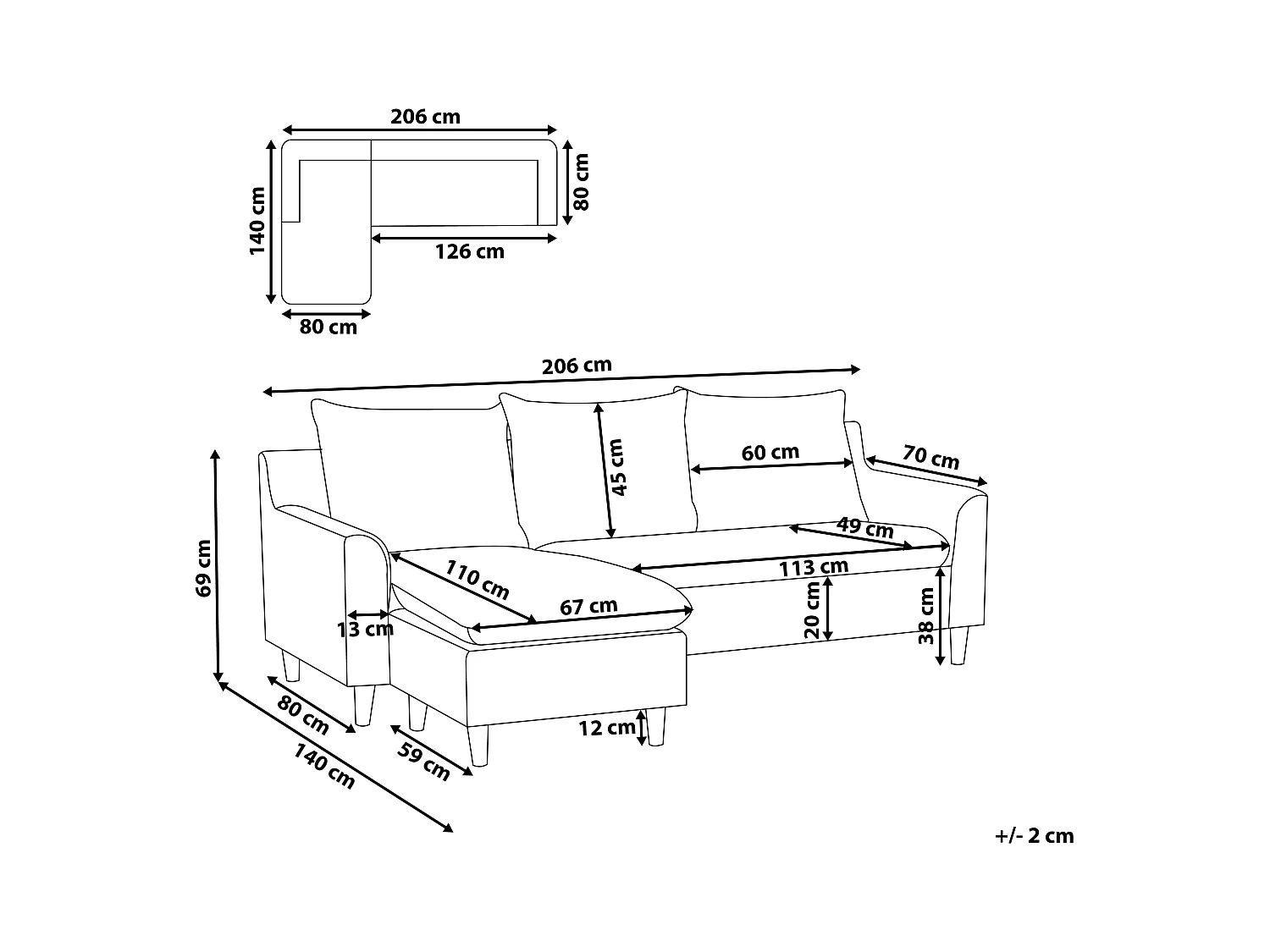 Canapé d'Angle à gauche Moderne en Tissu avec Pieds en Bois Massif Polyester Vert Foncé Elvenes