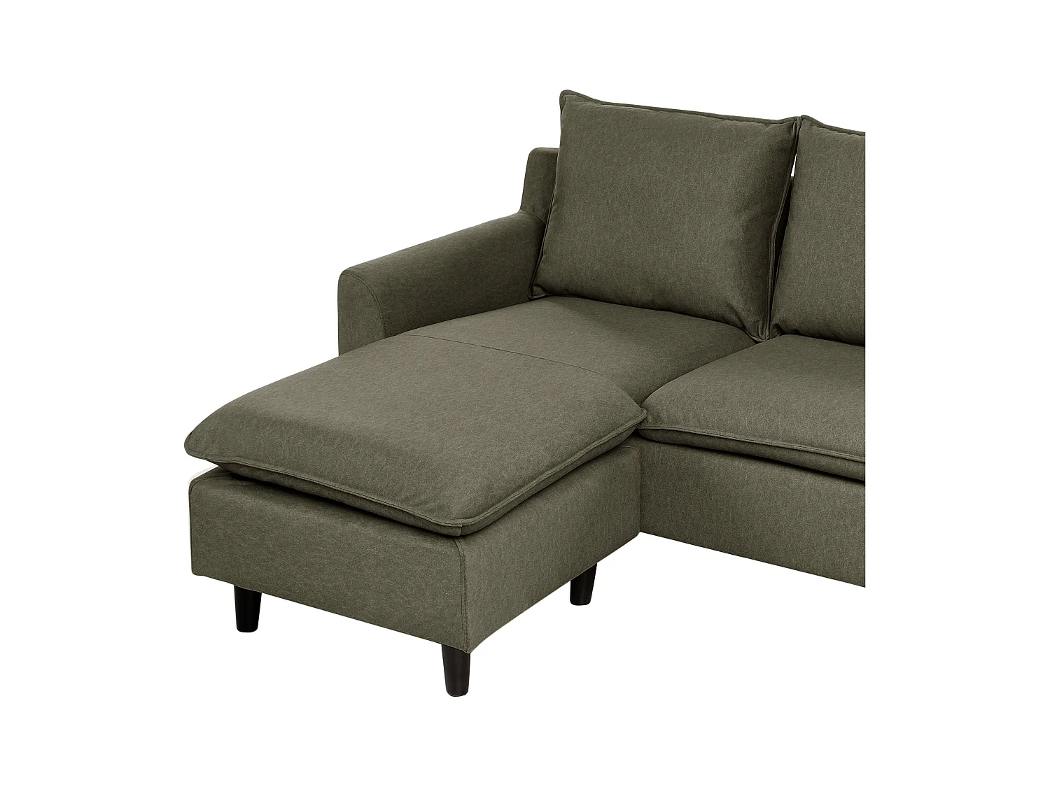 Canapé d'Angle à gauche Moderne en Tissu avec Pieds en Bois Massif Polyester Vert Foncé Elvenes